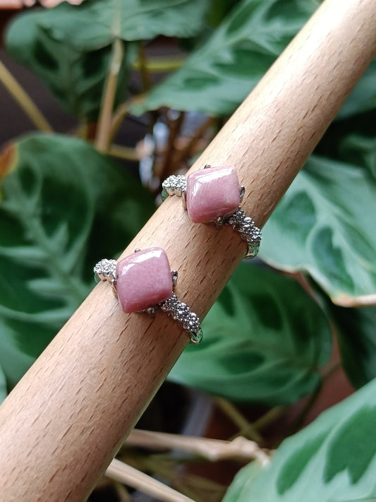 Rhodonite Ring - Silver-Plated Copper