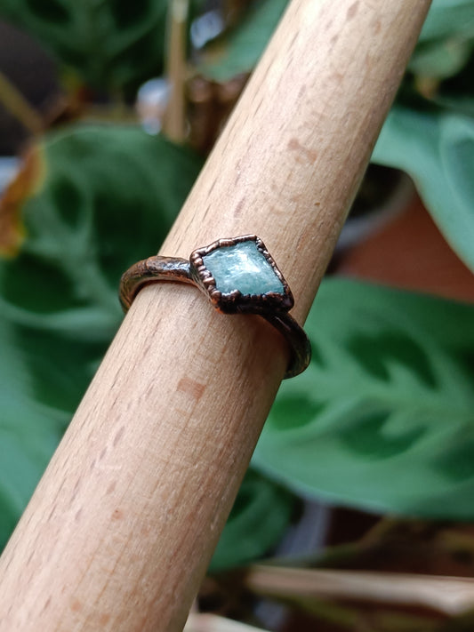 Amazonite Copper Electroformed Ring - Size US 6.5 - UK N - D 16.8mm