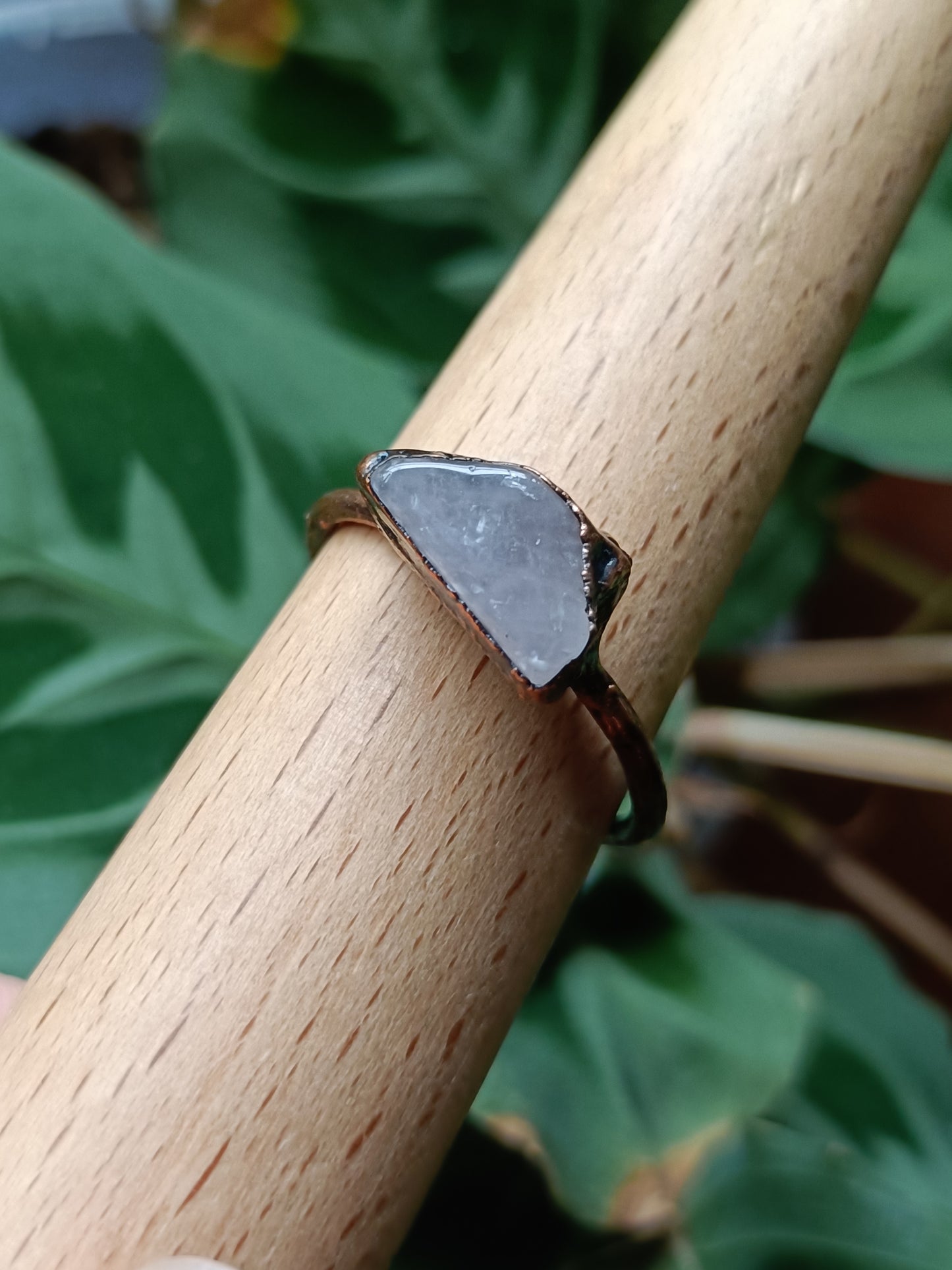 Rose Quartz Copper Electroformed Ring - Size US 12.5 - UK Z - D 21.8mm