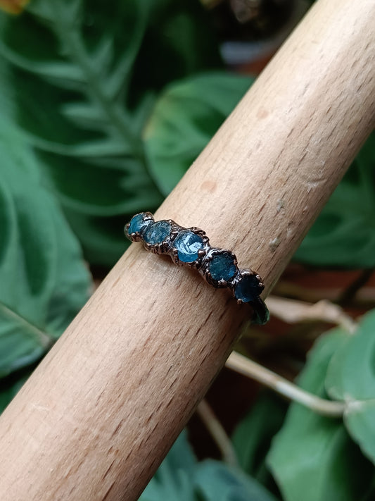 Blue Apatite Copper Electroformed Ring - Size US 11 - UK V1/2 - D 20.6mm