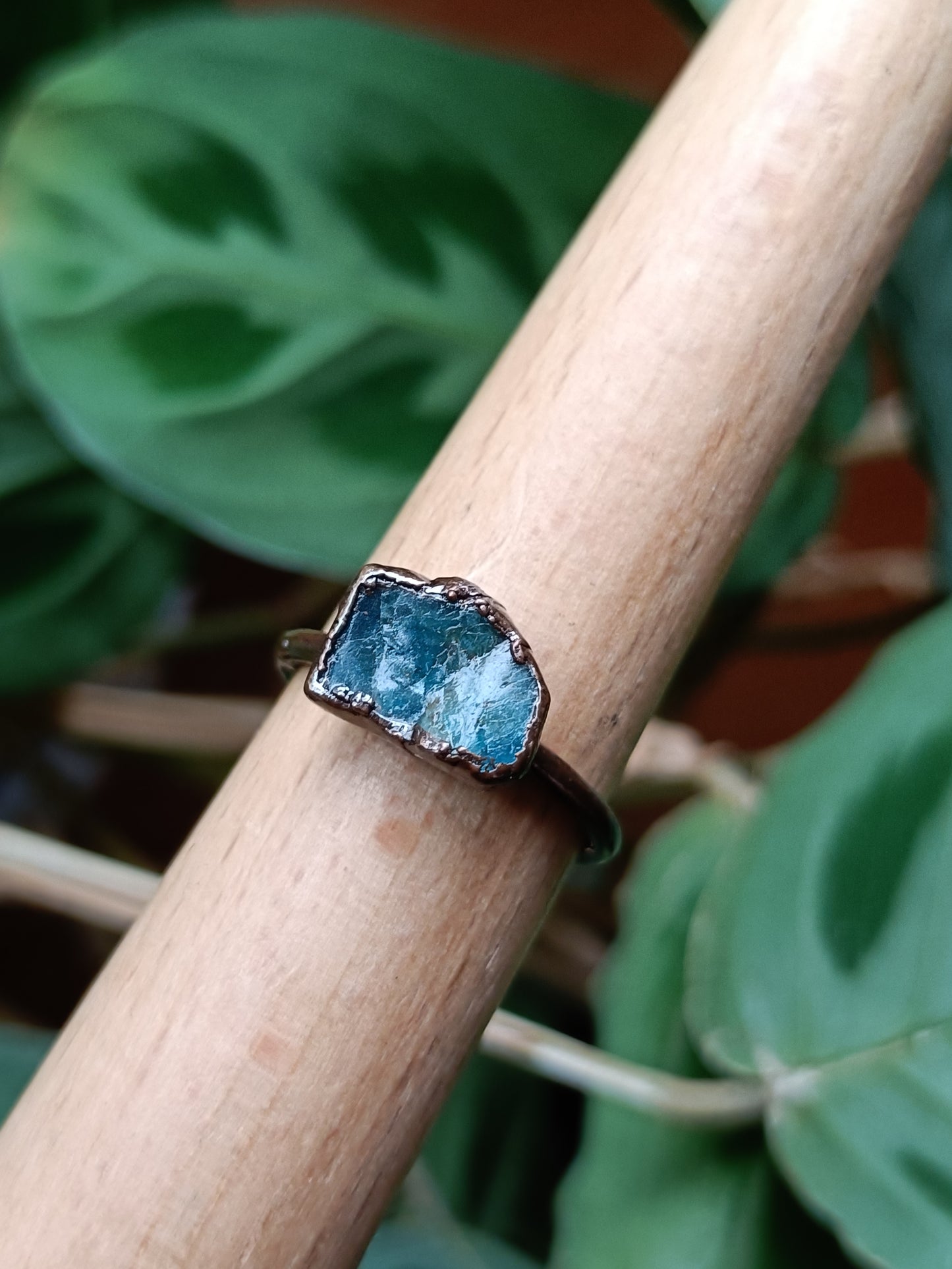 Blue Apatite Copper Electroformed Ring - Size US 6.5/ - UK N - D 16.9mm