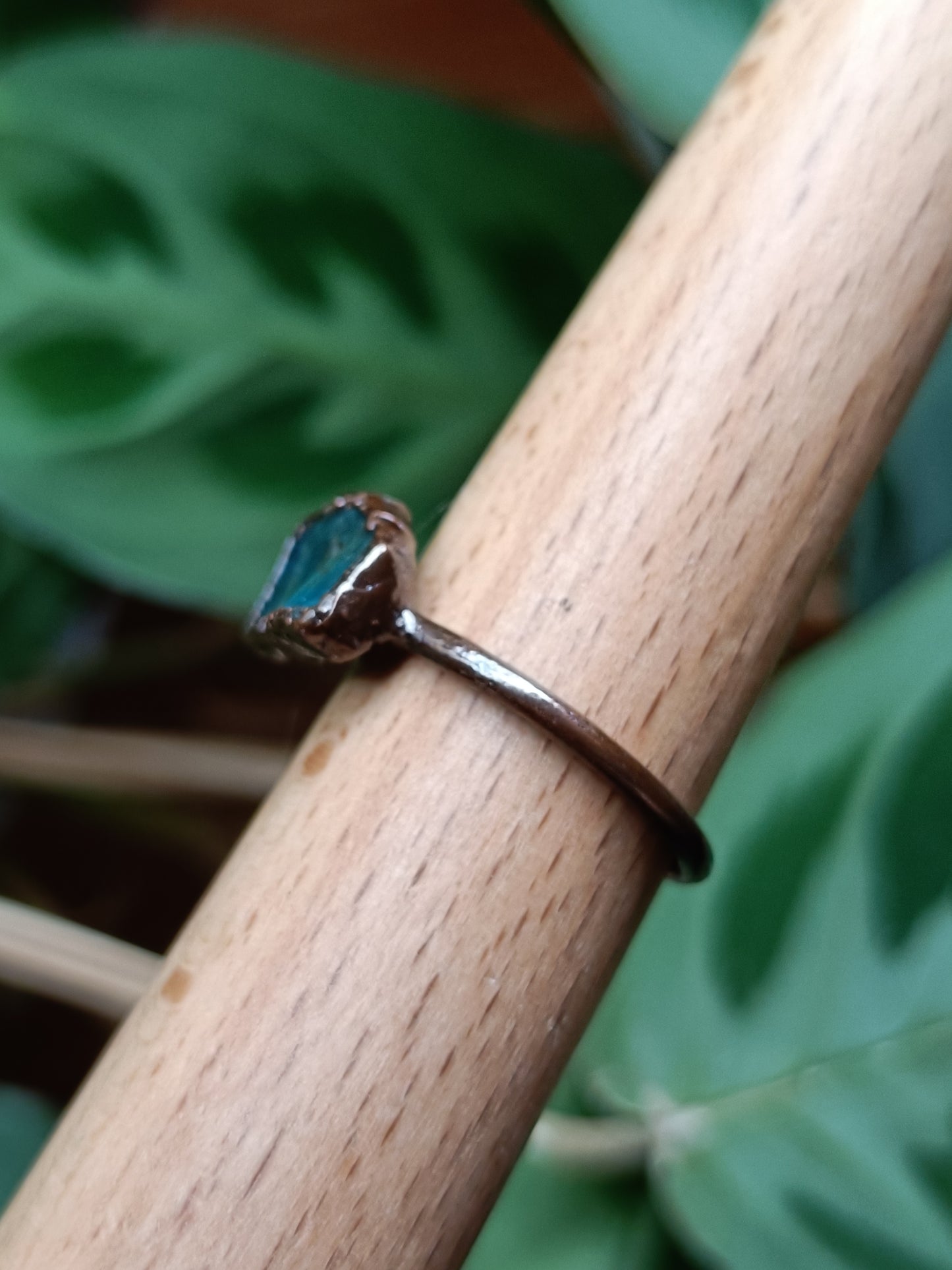 Blue Apatite Copper Electroformed Ring - Size US 6.5/ - UK N - D 16.9mm