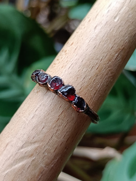 Garnet Copper Electroformed Ring - Size US 9.5 - UK S 1/2 - D 19.3mm