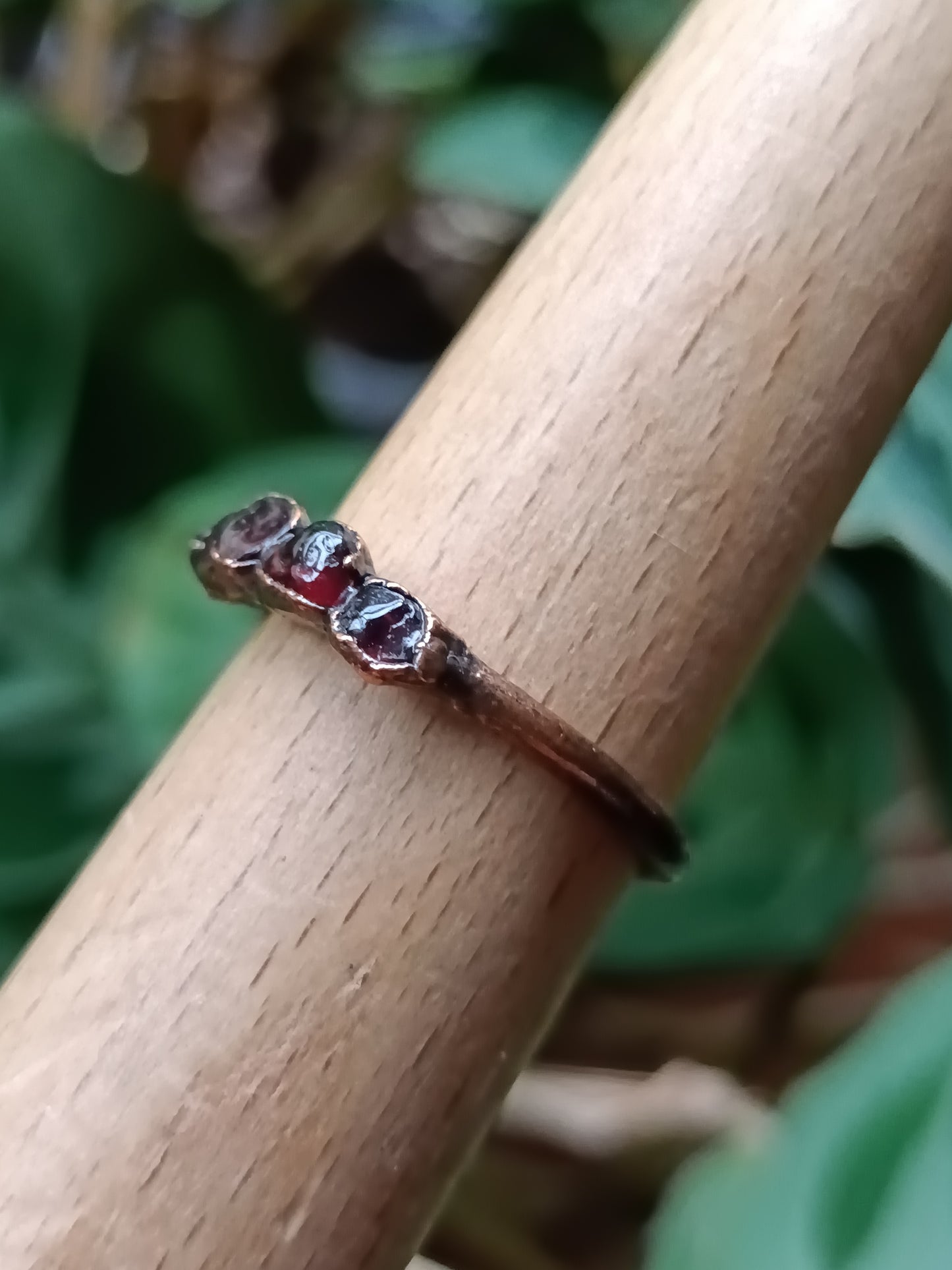 Garnet Copper Electroformed Ring - Size US 9.5 - UK S 1/2 - D 19.3mm