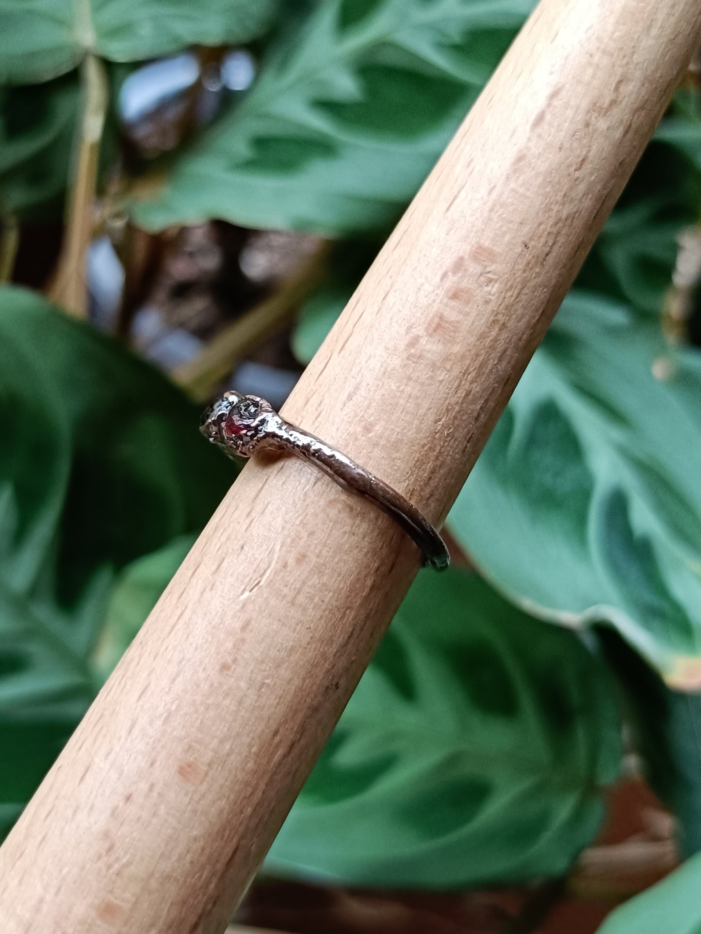 Garnet Copper Electroformed Ring - Size US 5 - UK J 1/2 - D 15.7mm