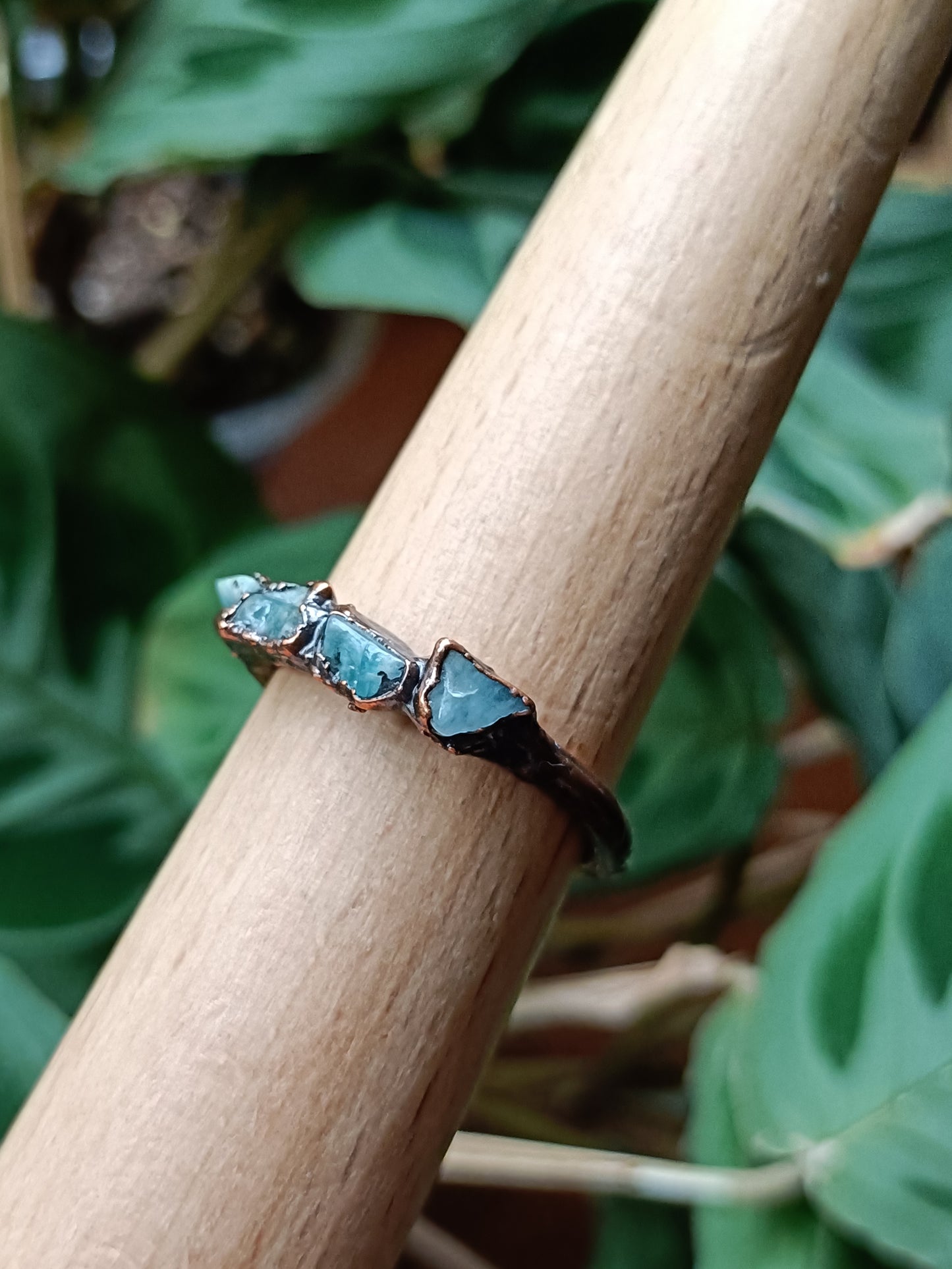 Amazonite Copper Electroformed Ring - Size US 13.5/ D 23mm