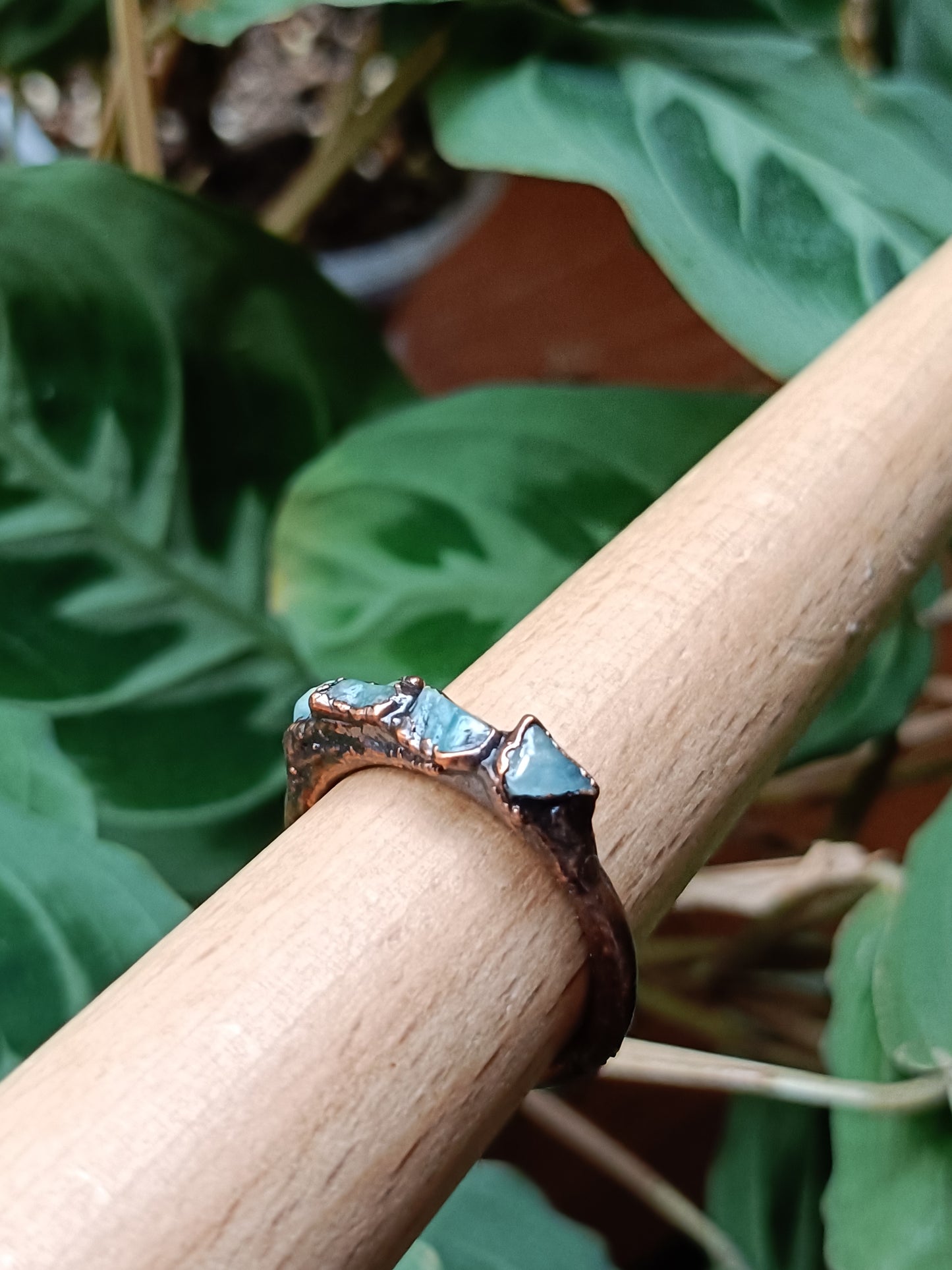 Amazonite Copper Electroformed Ring - Size US 13.5/ D 23mm