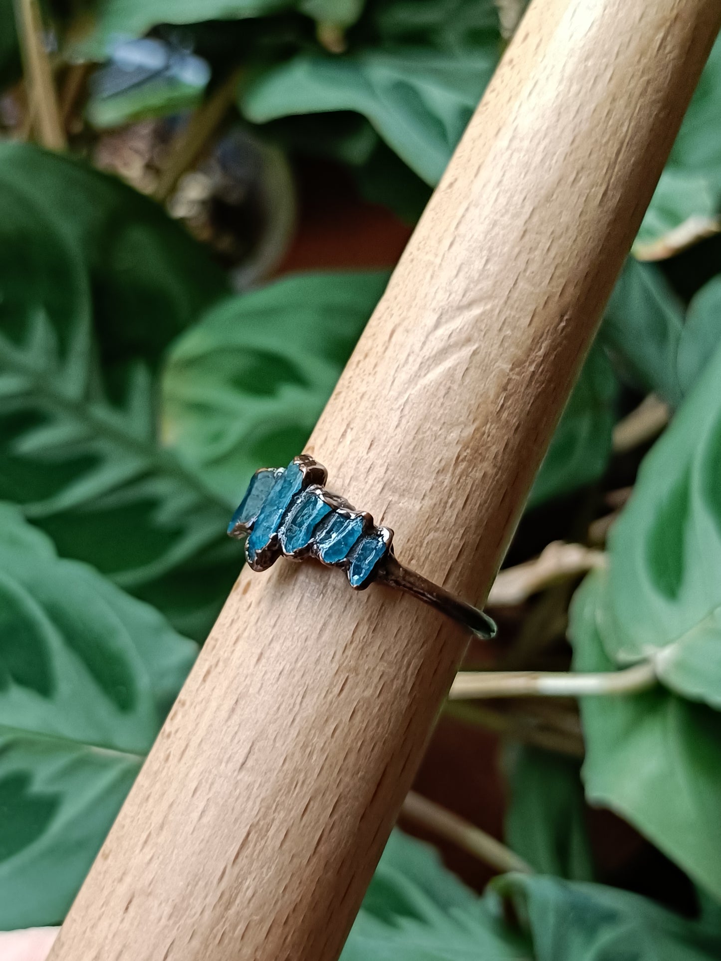 Blue Apatite Copper Electroformed Ring - Size US 11.5/ - UK W1/2 - D 21mm