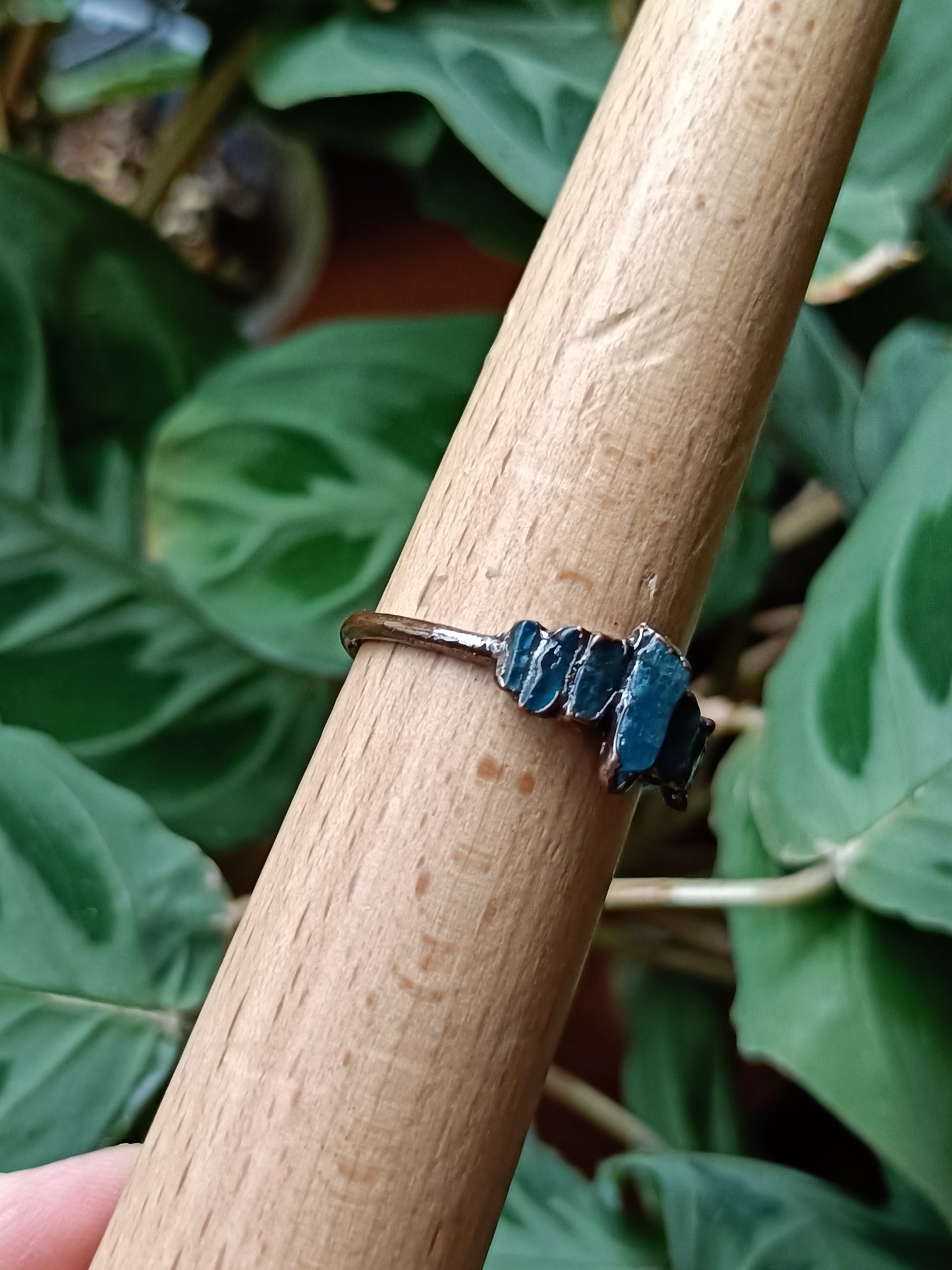 Blue Apatite Copper Electroformed Ring - Size US 11.5/ - UK W1/2 - D 21mm