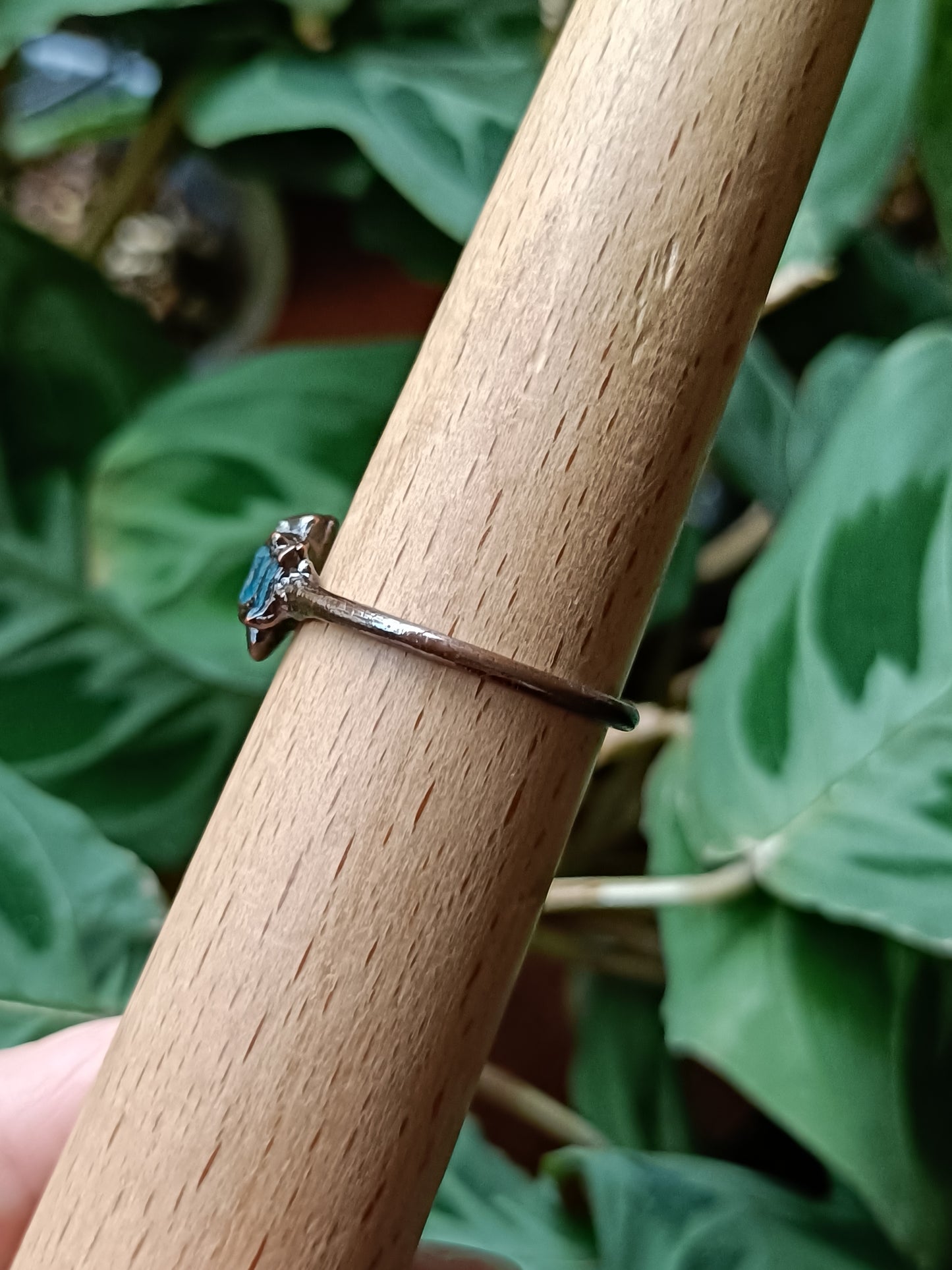 Blue Apatite Copper Electroformed Ring - Size US 11.5/ - UK W1/2 - D 21mm