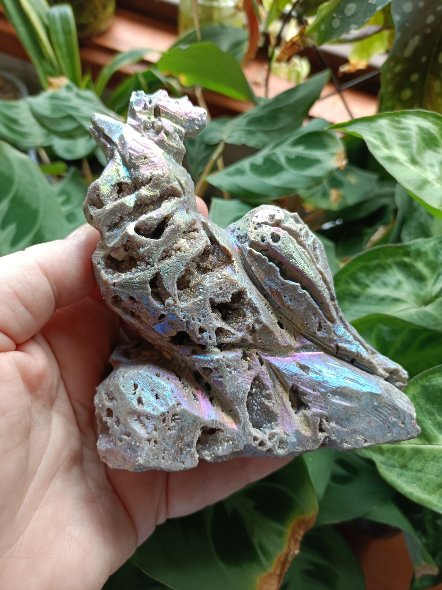 Aura Coated Brecciated Quartz Chalcedony Rooster - 558g