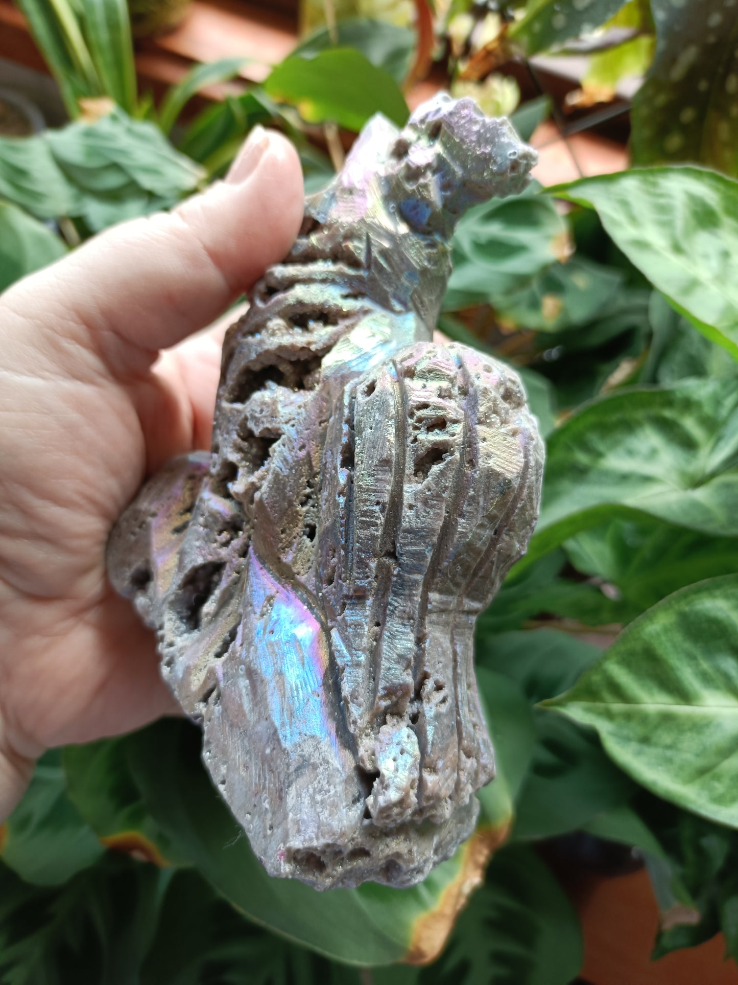 Aura Coated Brecciated Quartz Chalcedony Rooster - 558g