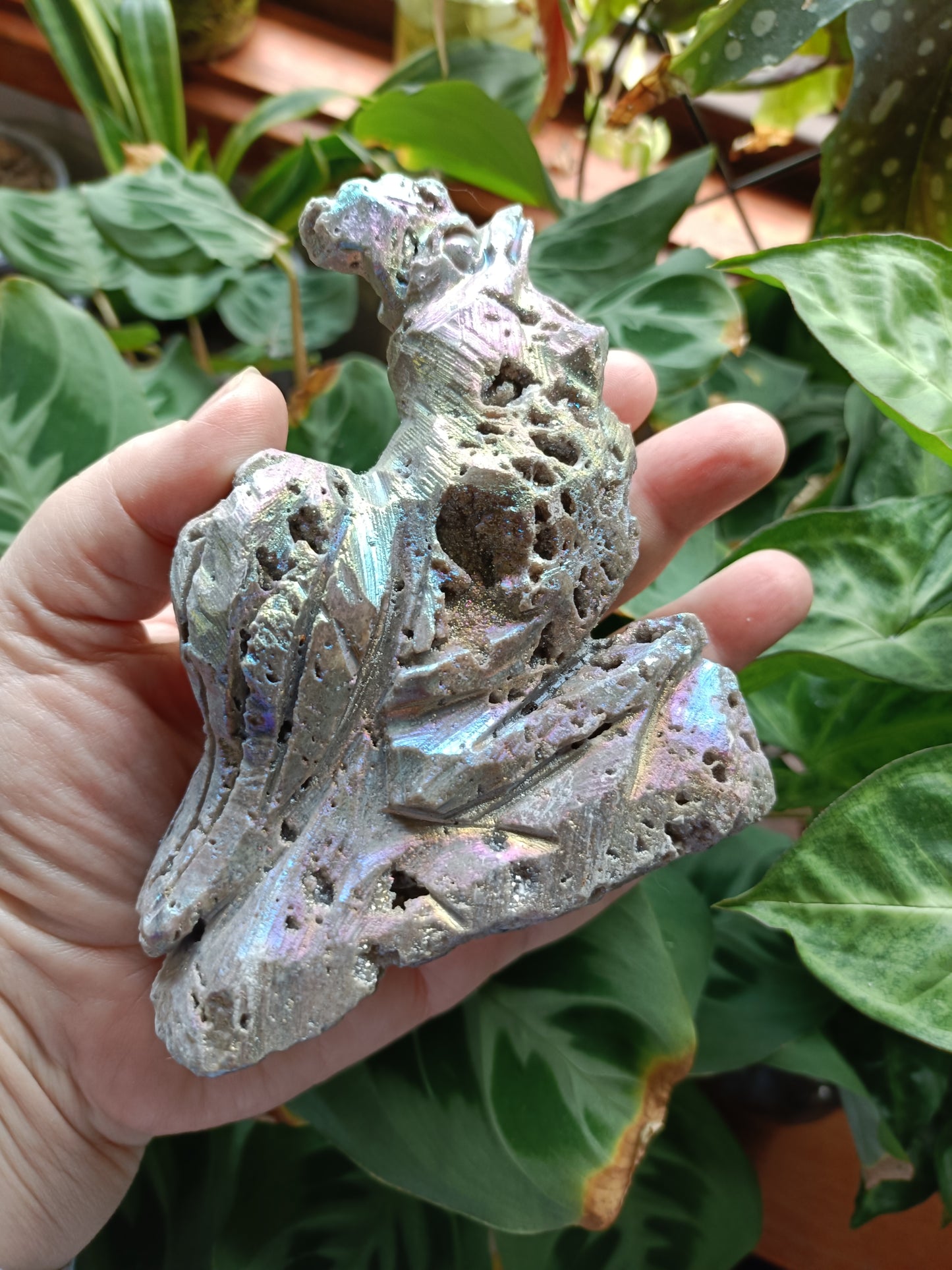 Aura Coated Brecciated Quartz Chalcedony Rooster - 558g