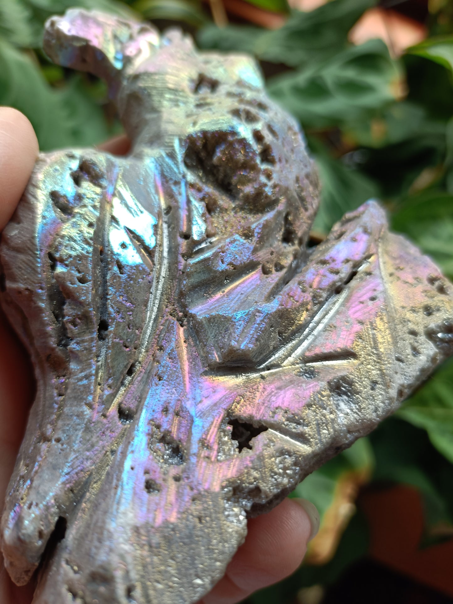 Aura Coated Brecciated Quartz Chalcedony Rooster - 558g