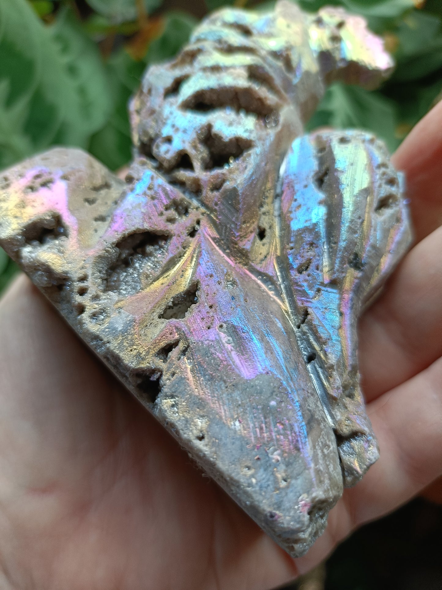 Aura Coated Brecciated Quartz Chalcedony Rooster - 558g