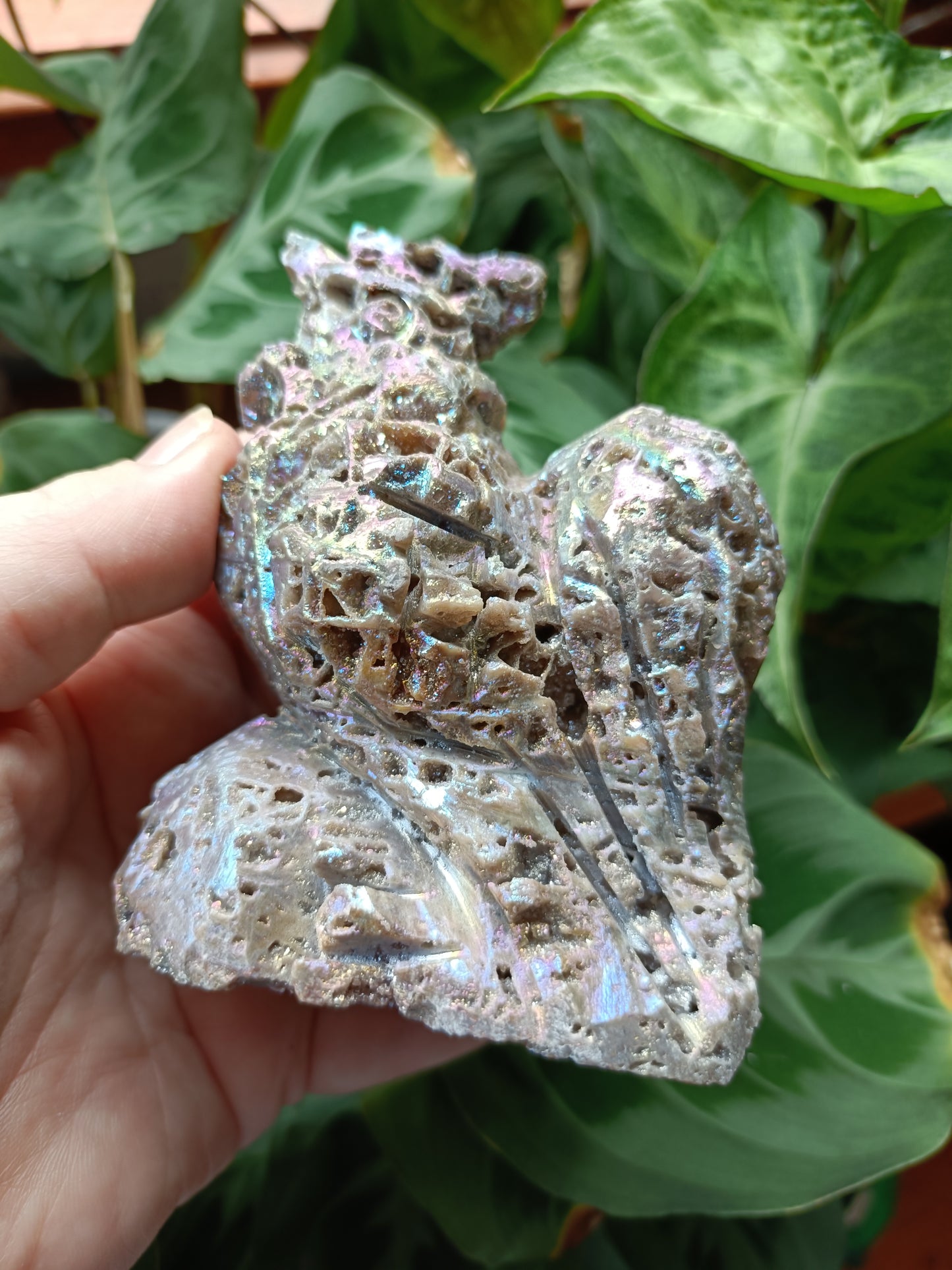 Aura Coated Brecciated Quartz Chalcedony Rooster - 467g