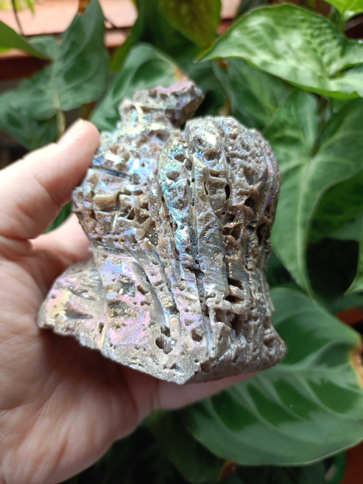 Aura Coated Brecciated Quartz Chalcedony Rooster - 467g
