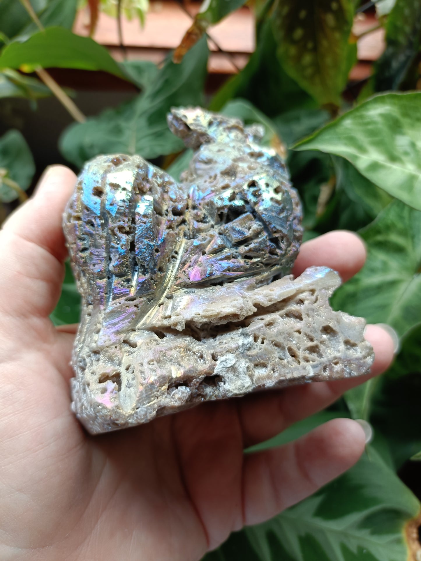 Aura Coated Brecciated Quartz Chalcedony Rooster - 467g