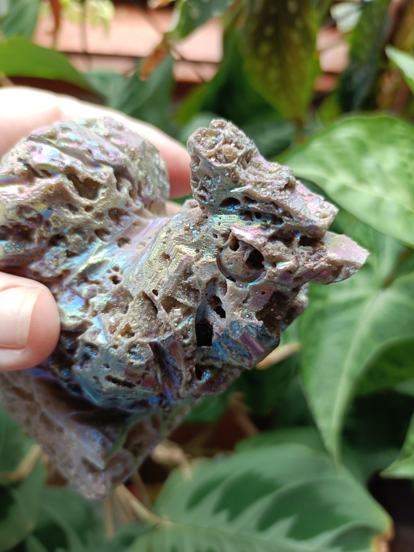 Aura Coated Brecciated Quartz Chalcedony Rooster - 467g