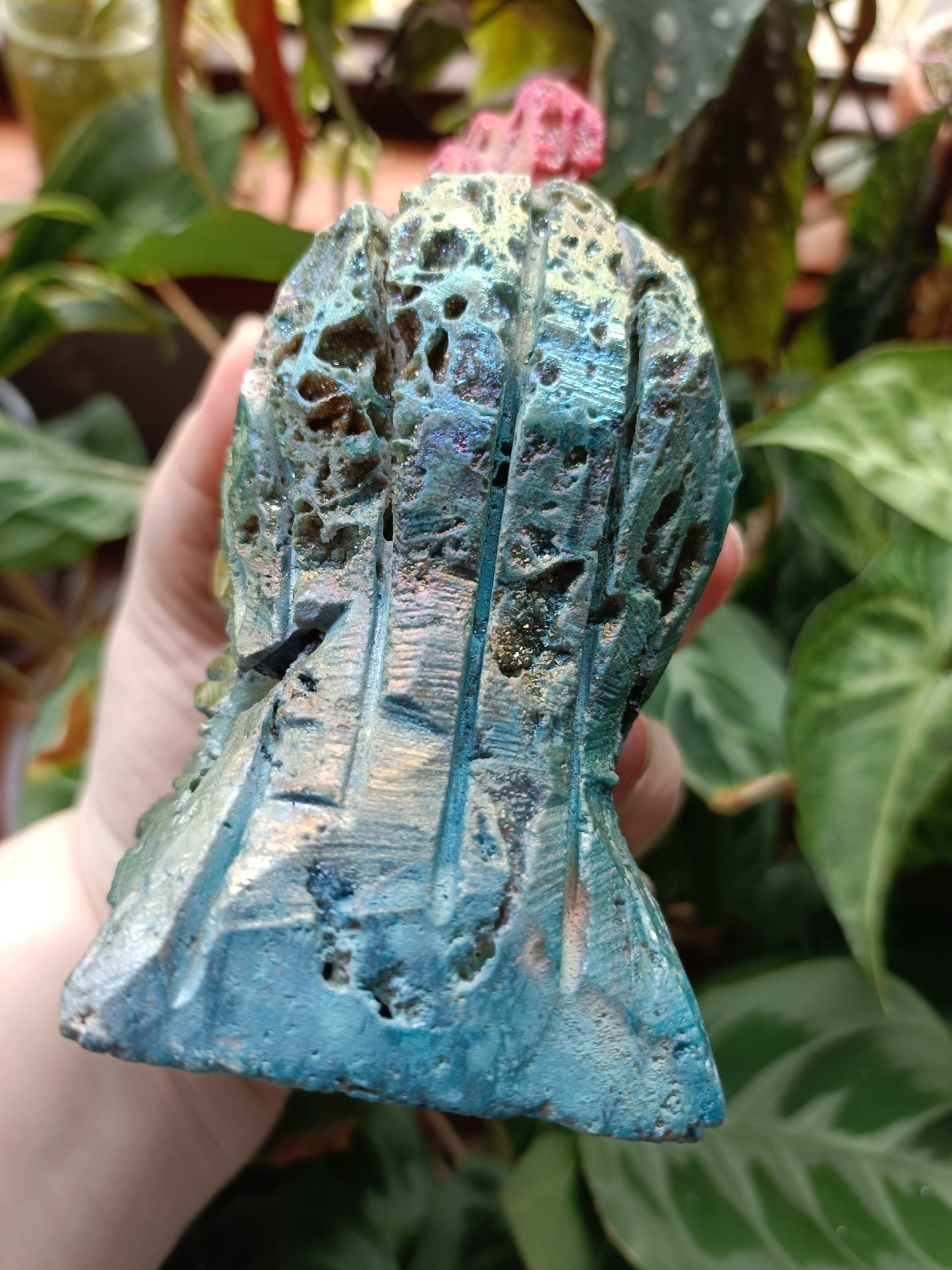 Aura Coated Brecciated Quartz Chalcedony Rooster - 957g