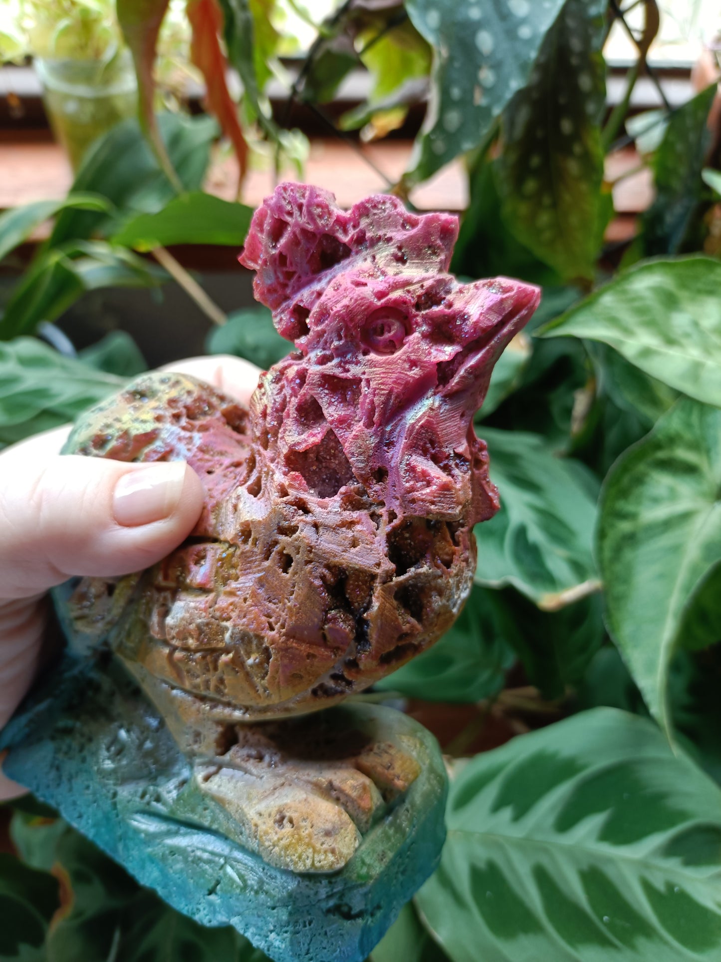 Aura Coated Brecciated Quartz Chalcedony Rooster - 957g