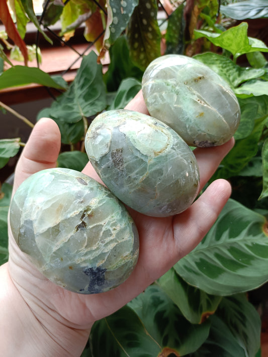 Green Feldspar (Moonstone) Palm Stones - 100-250g