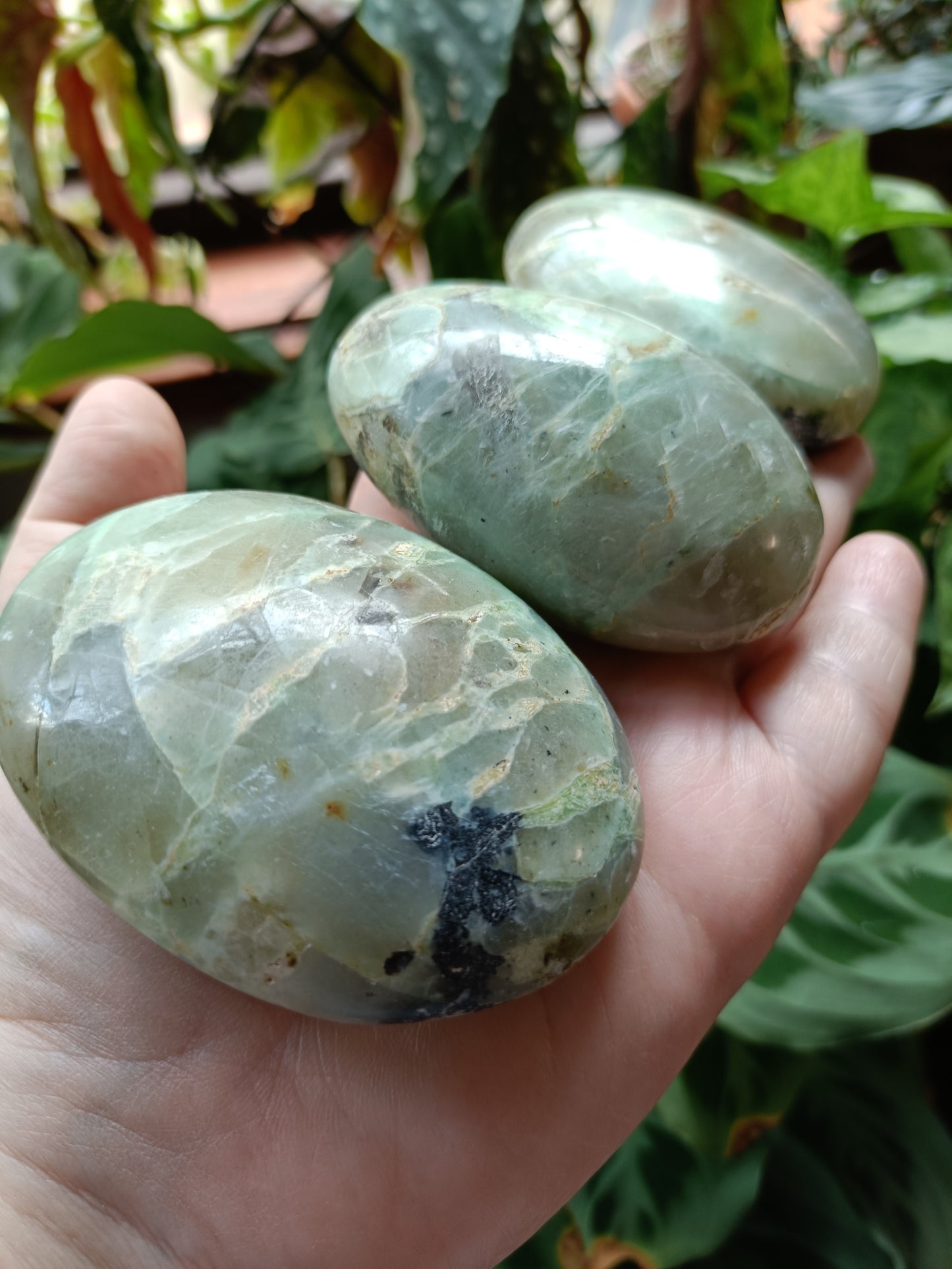 Green Feldspar (Moonstone) Palm Stones - 100-250g