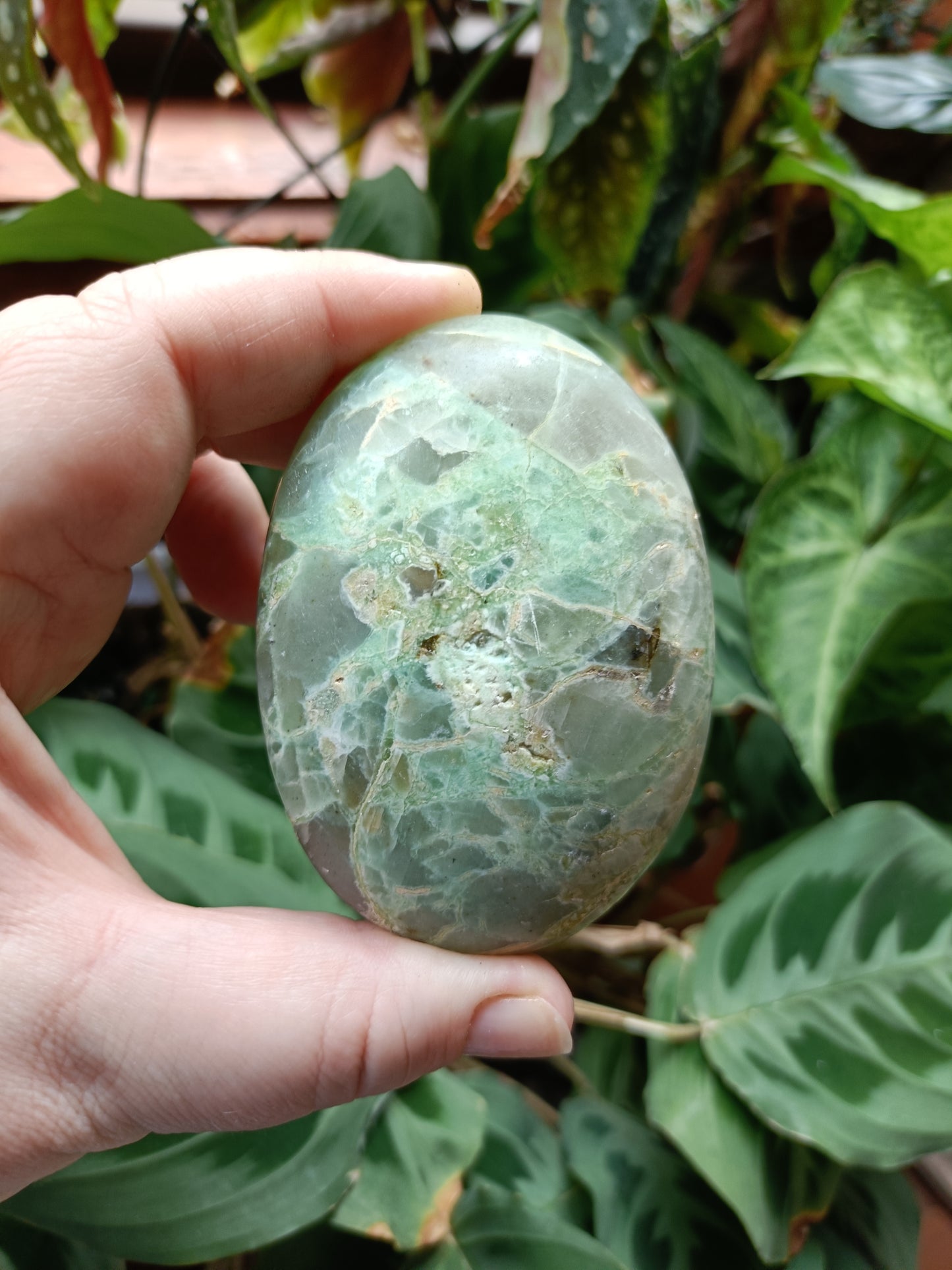 Green Feldspar (Moonstone) Palm Stones - 100-250g