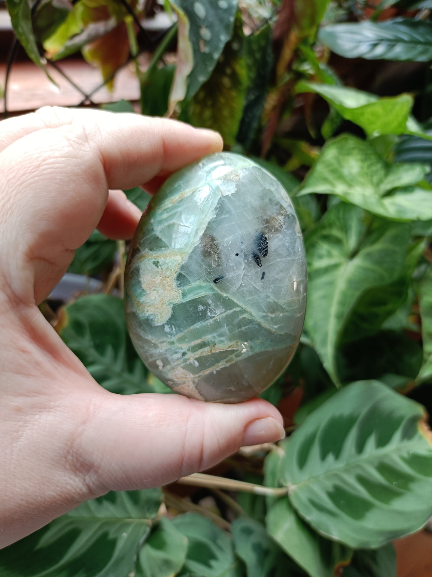 Green Feldspar (Moonstone) Palm Stones - 100-250g