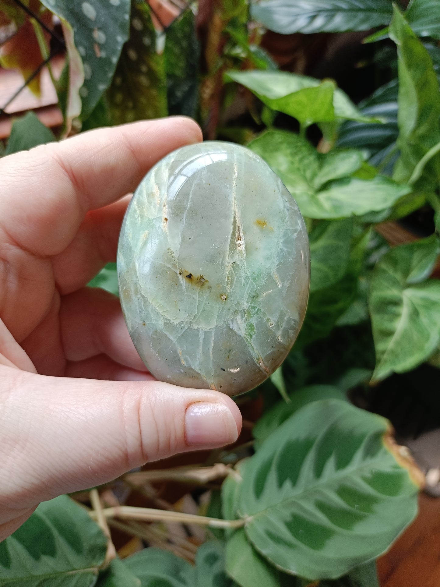 Green Feldspar (Moonstone) Palm Stones - 100-250g