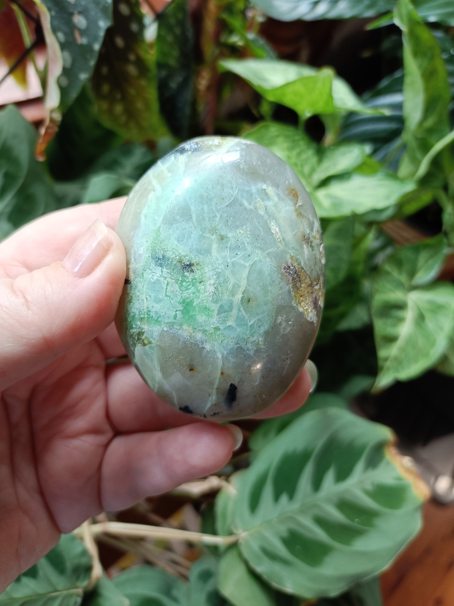 Green Feldspar (Moonstone) Palm Stones - 100-250g