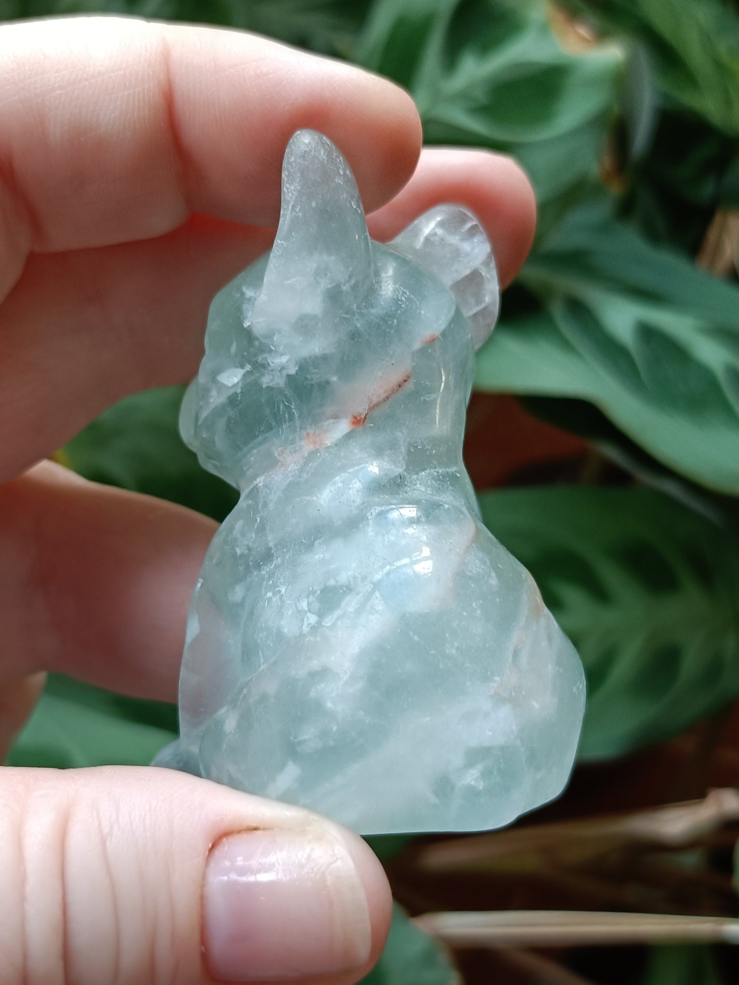 Green Fluorite French Bulldog Carving - 110g