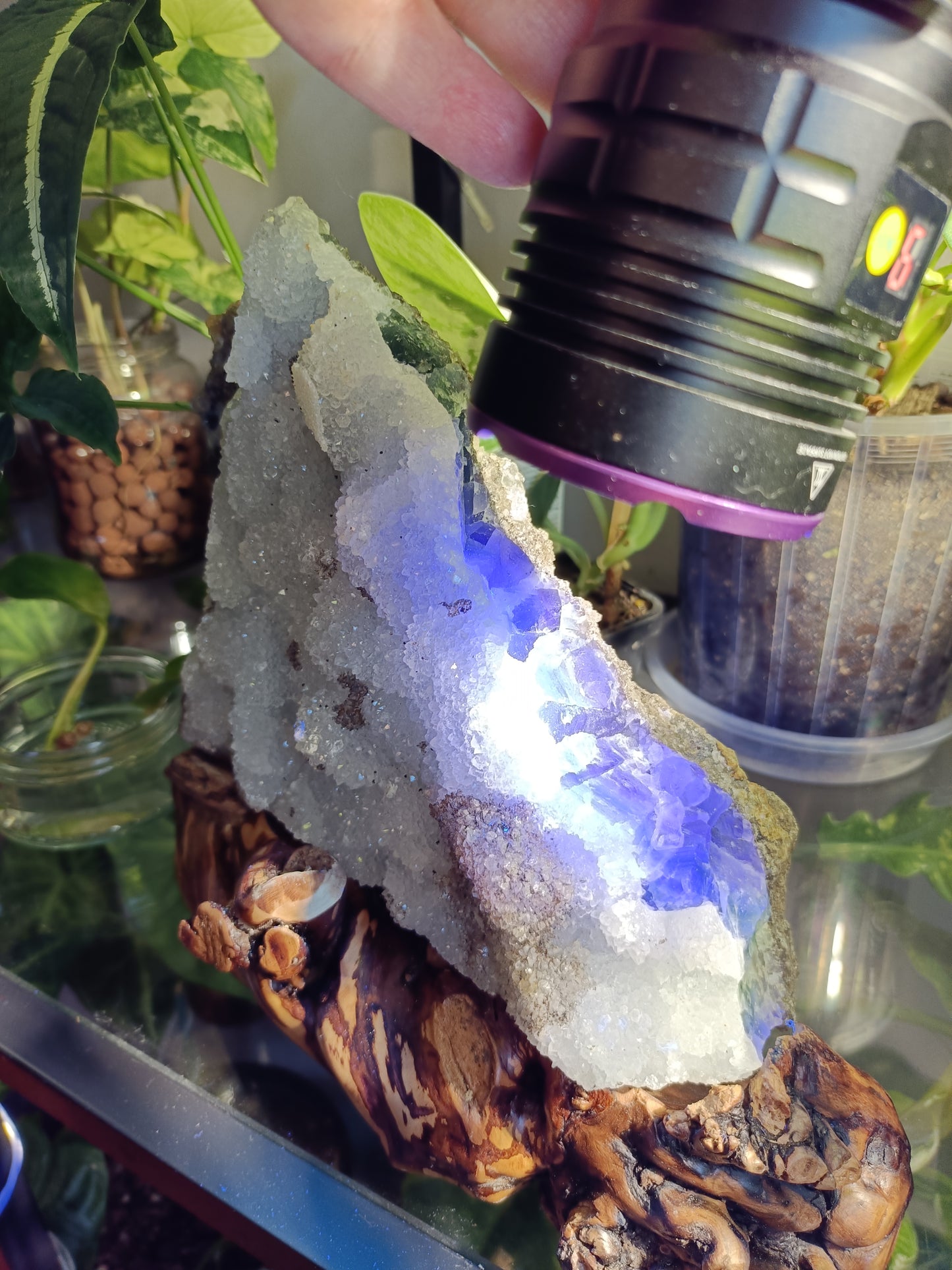 Green Sugar Fluorite and Quartz Specimen - 2558g (3.01kg including stand)