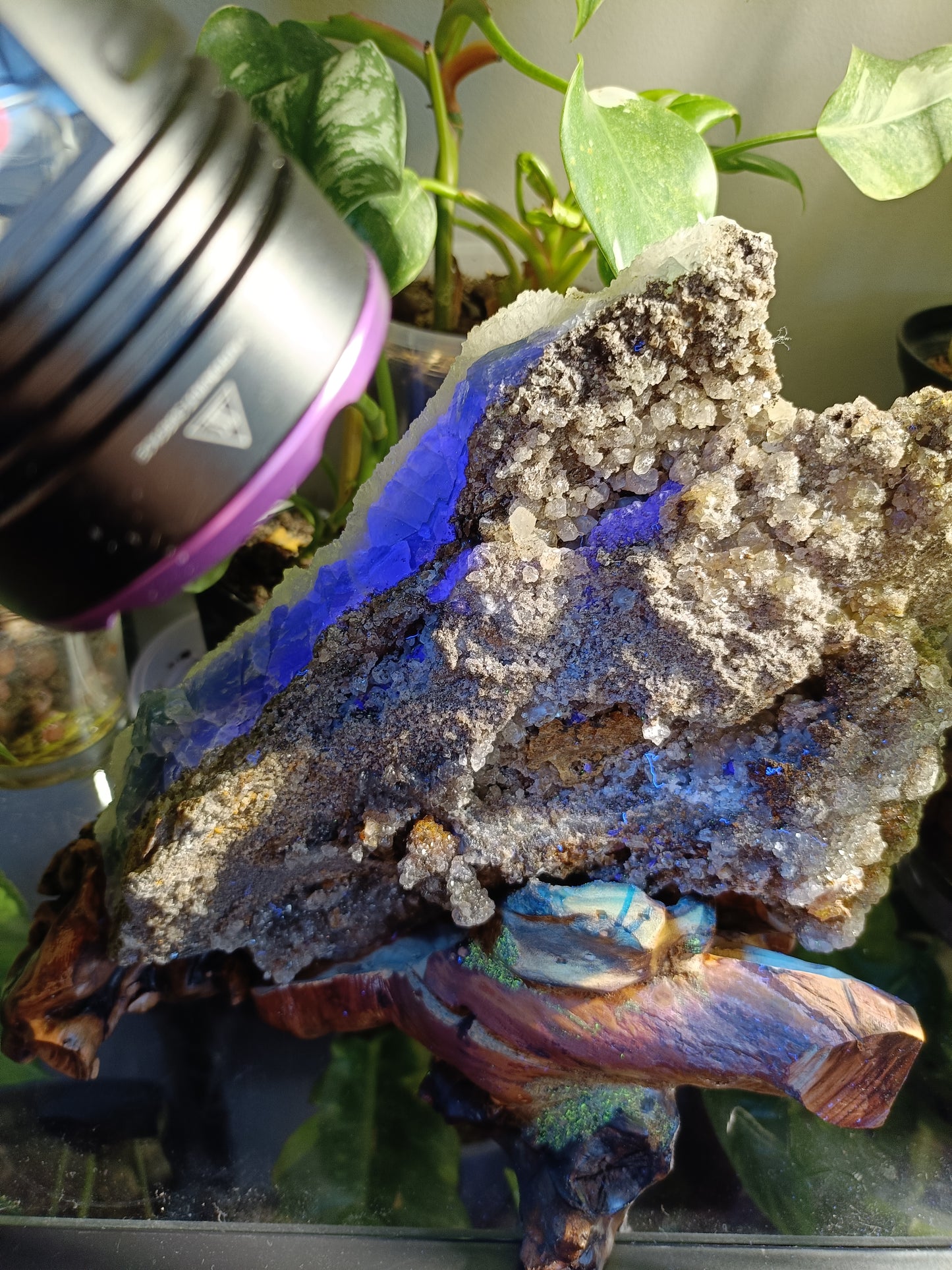 Green Sugar Fluorite and Quartz Specimen - 2558g (3.01kg including stand)