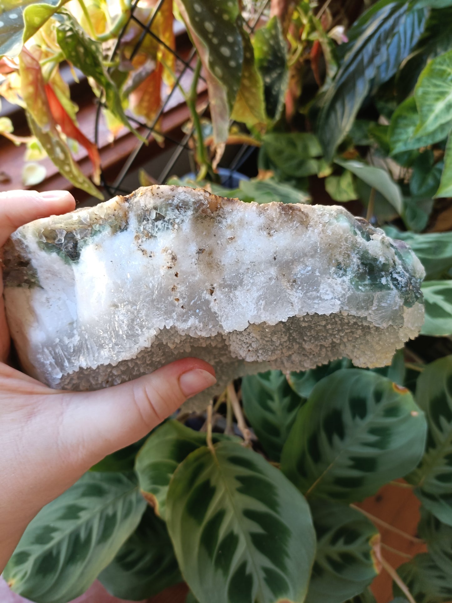Green Sugar Fluorite and Quartz Specimen - 2369g (2.72kg including stand)