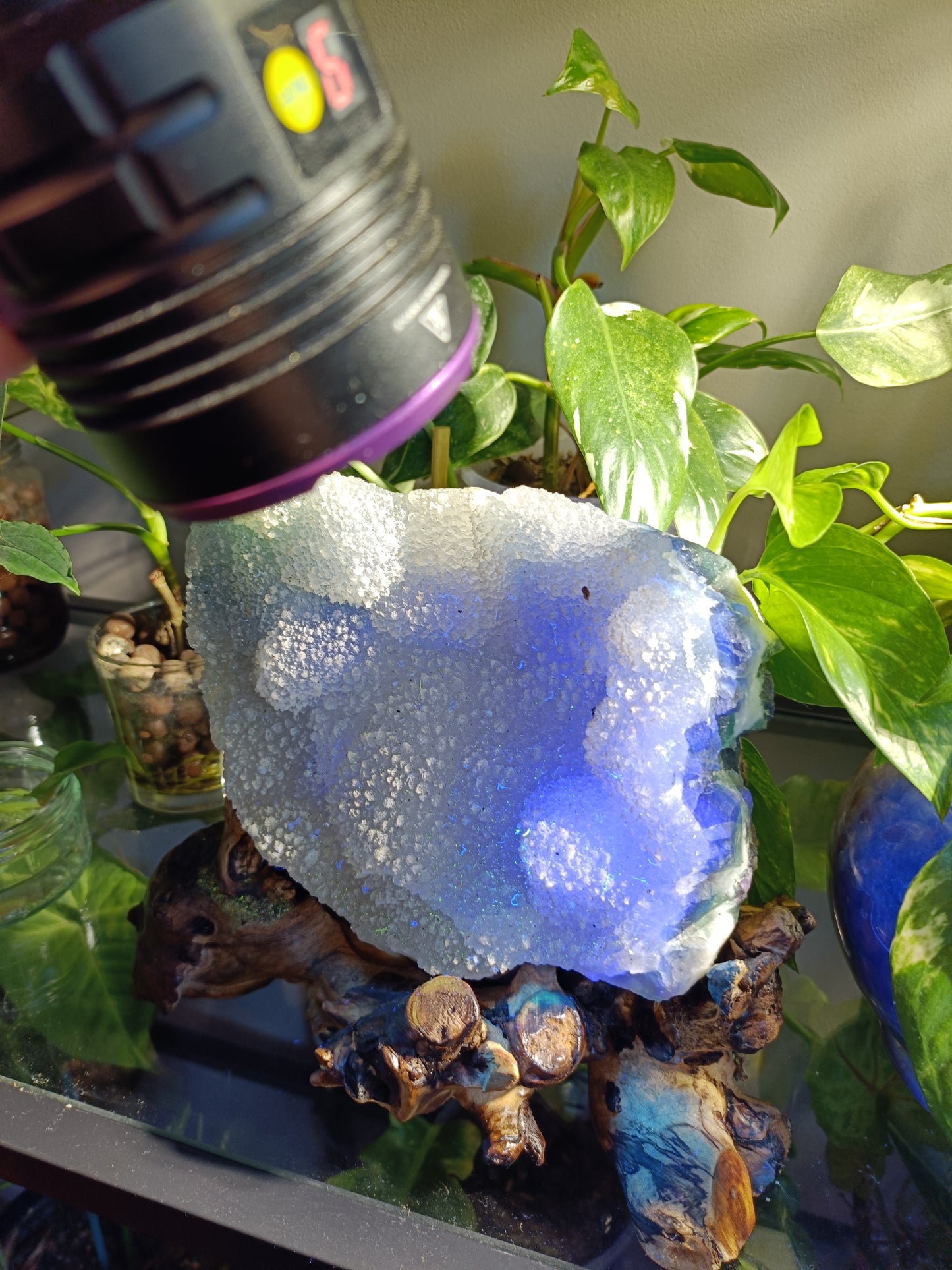 Green Sugar Fluorite and Quartz Specimen - 2369g (2.72kg including stand)