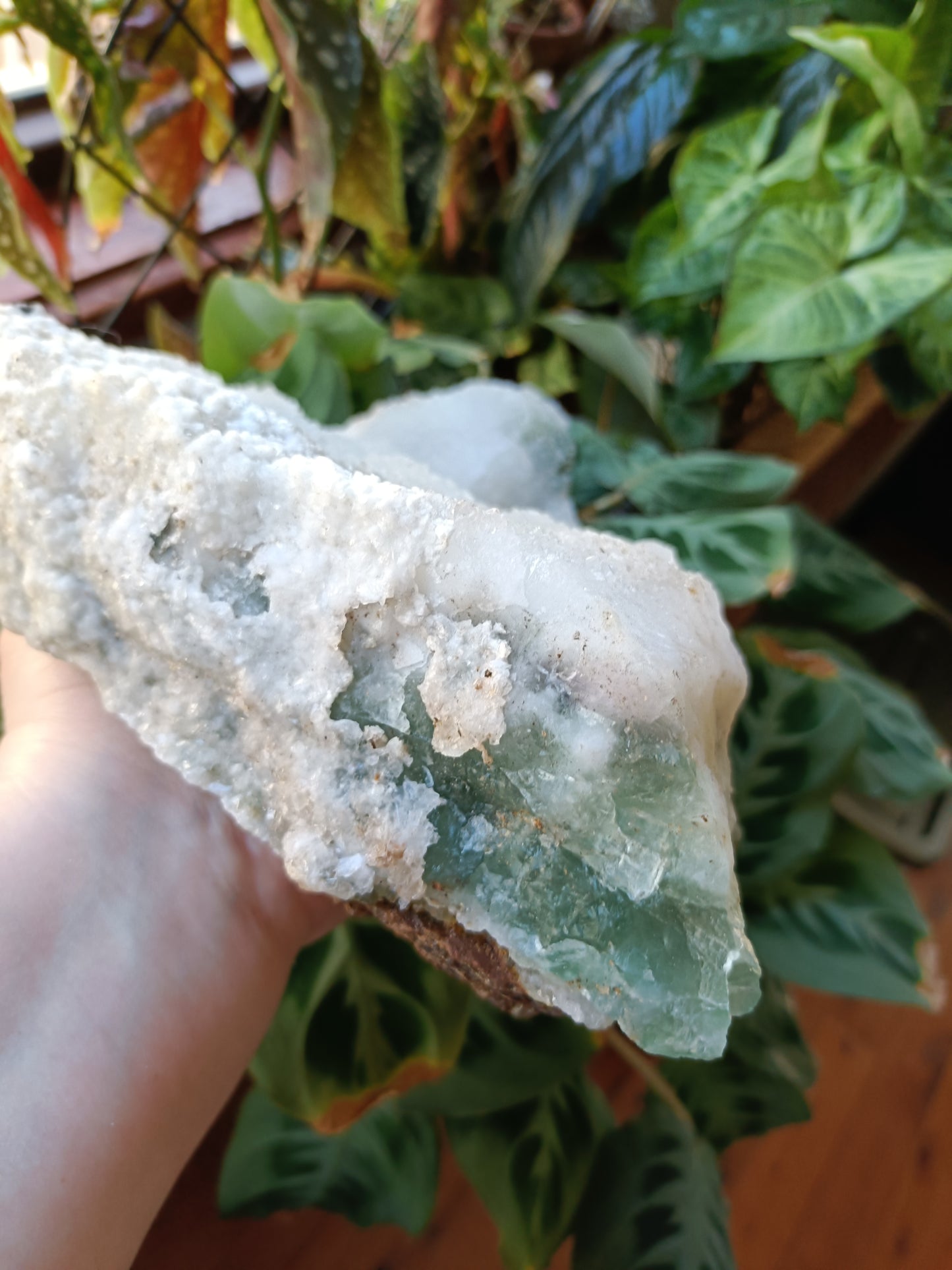 Green Sugar Fluorite and Quartz Specimen - 4078g (4.48kg including stand)