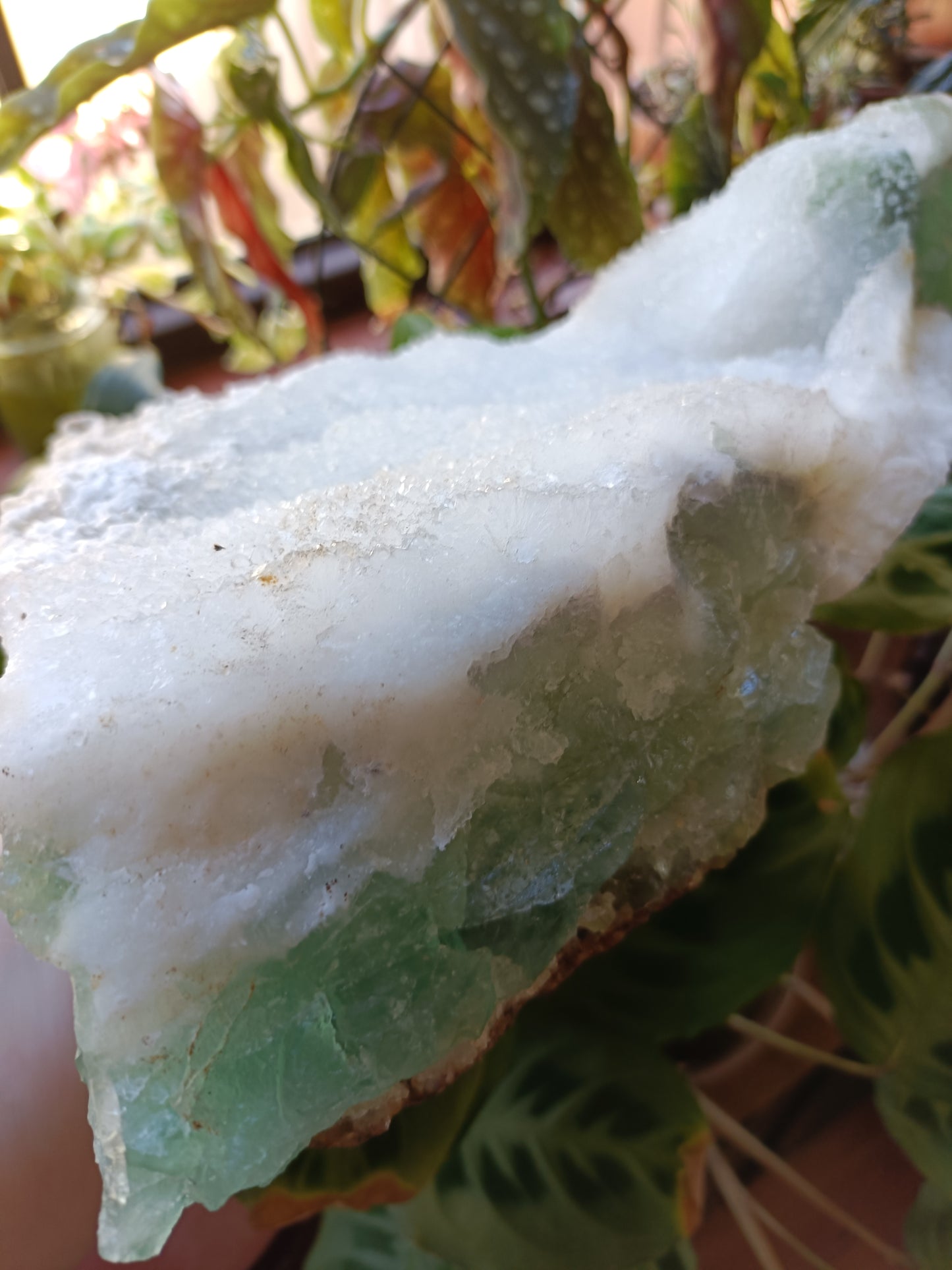 Green Sugar Fluorite and Quartz Specimen - 4078g (4.48kg including stand)