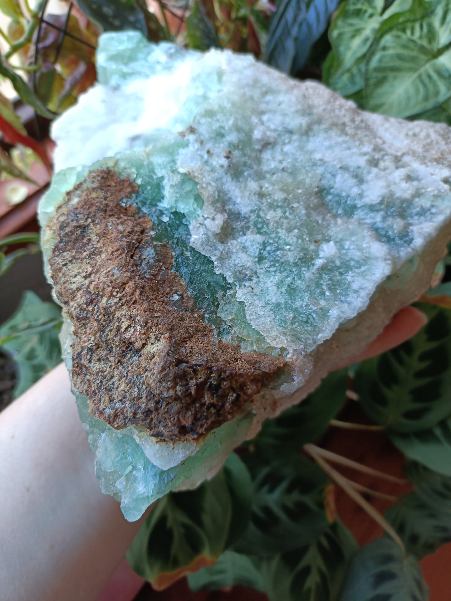 Green Sugar Fluorite and Quartz Specimen - 4078g (4.48kg including stand)