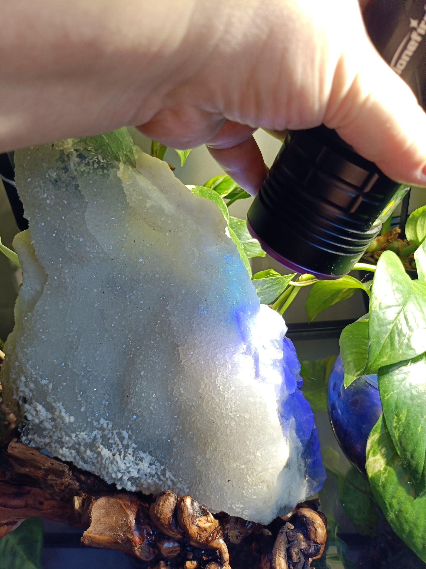 Green Sugar Fluorite and Quartz Specimen - 4078g (4.48kg including stand)