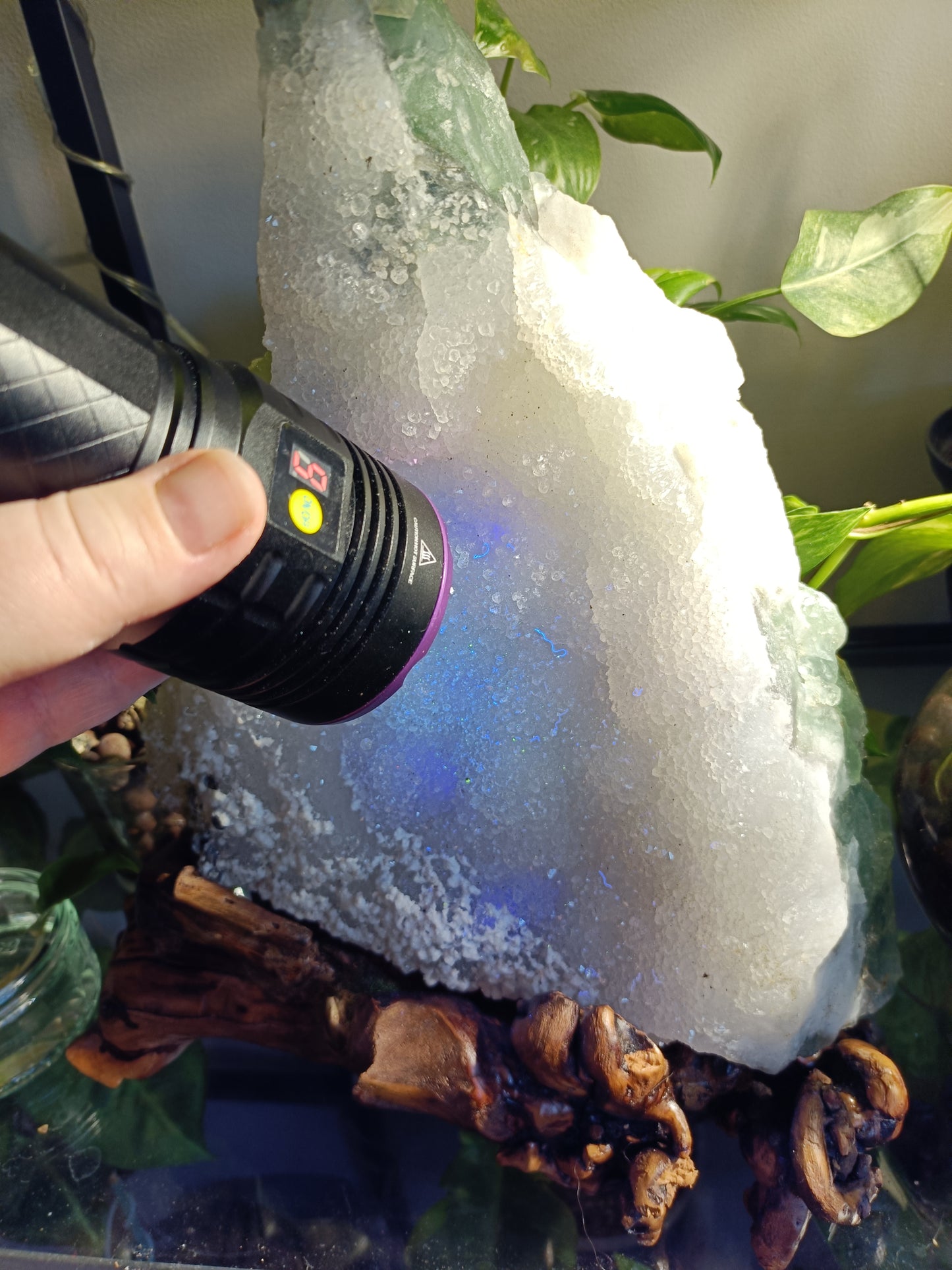 Green Sugar Fluorite and Quartz Specimen - 4078g (4.48kg including stand)