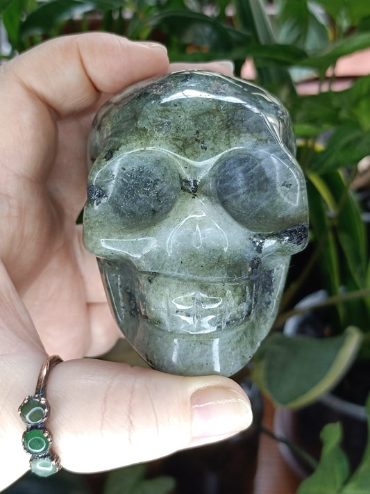 Labradorite Skull Carving - 467g