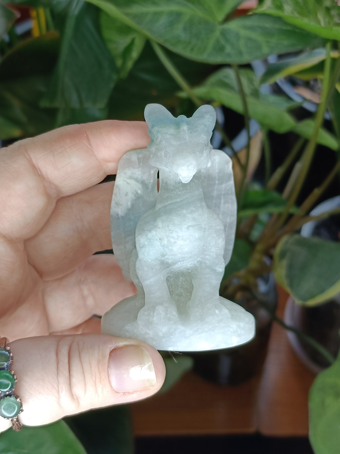 Clouded Fluorite Guardian Dragon Carving - 100g