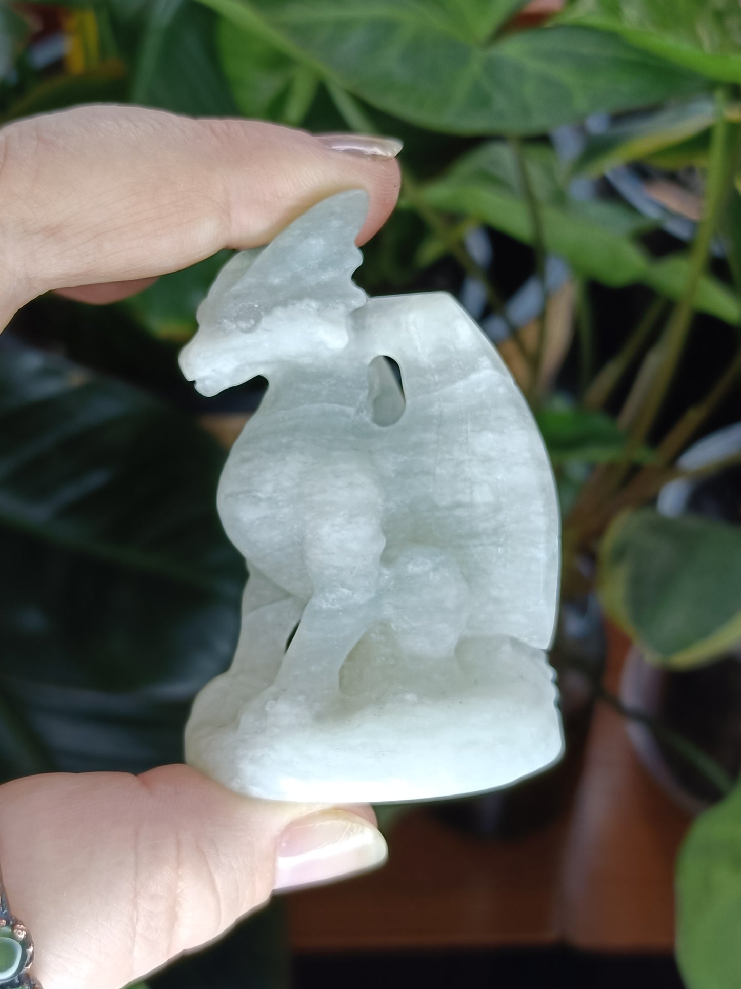 Clouded Fluorite Guardian Dragon Carving - 100g