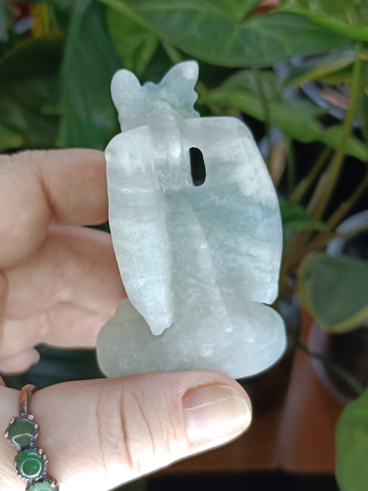 Clouded Fluorite Guardian Dragon Carving - 100g