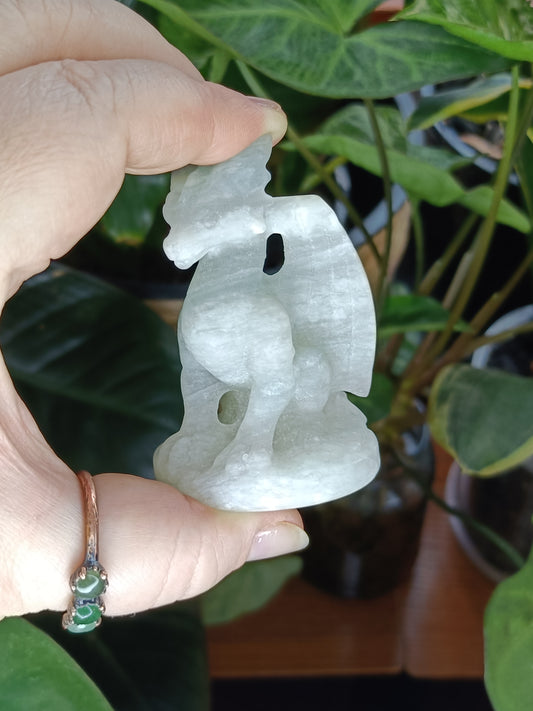 Clouded Fluorite Guardian Dragon Carving - 100g
