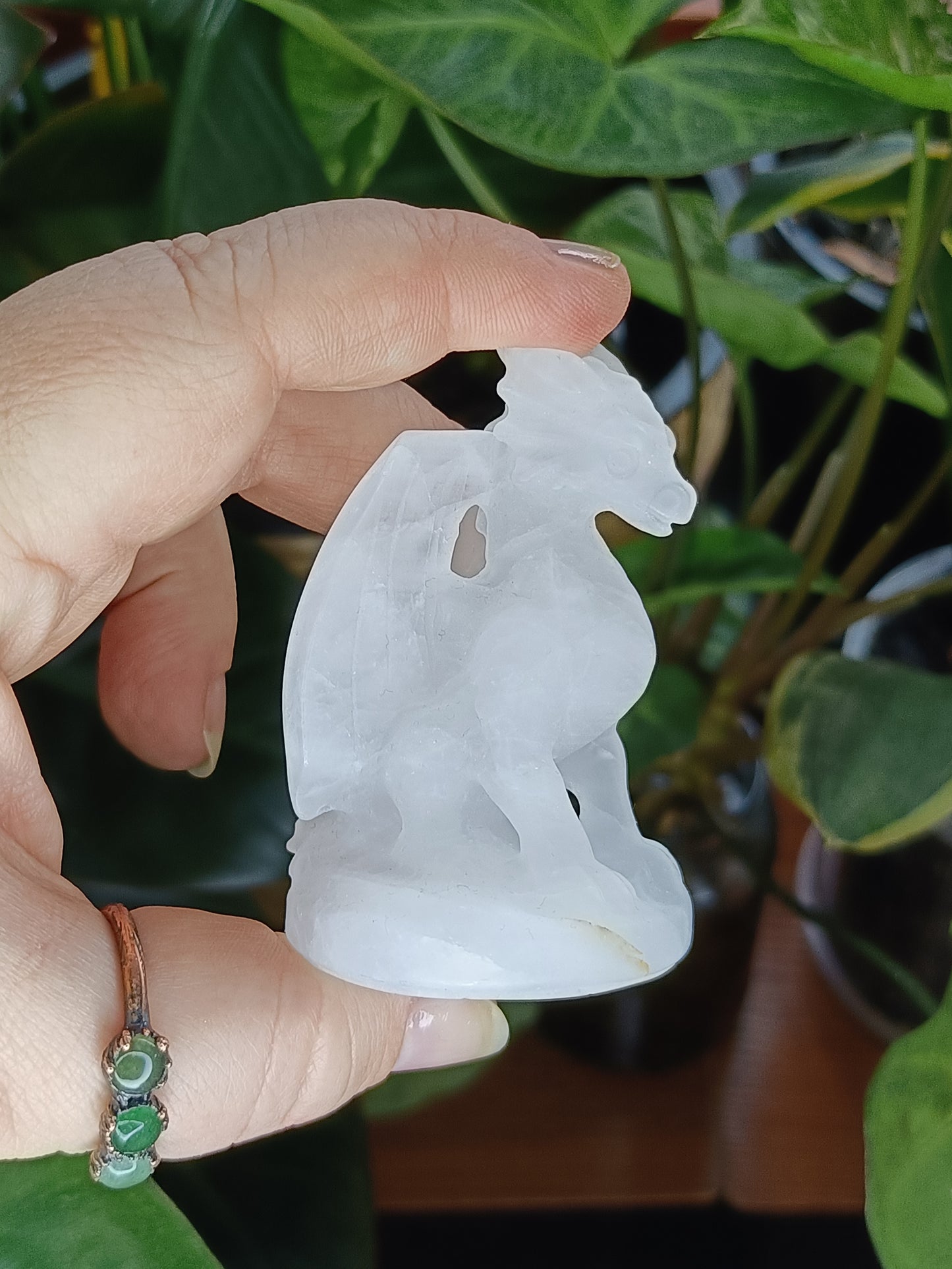 Clear Quartz Guardian Dragon Carving - 100g
