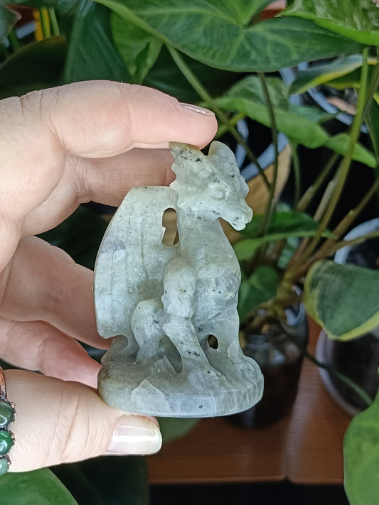 Labradorite Guardian Dragon Carving - 100g