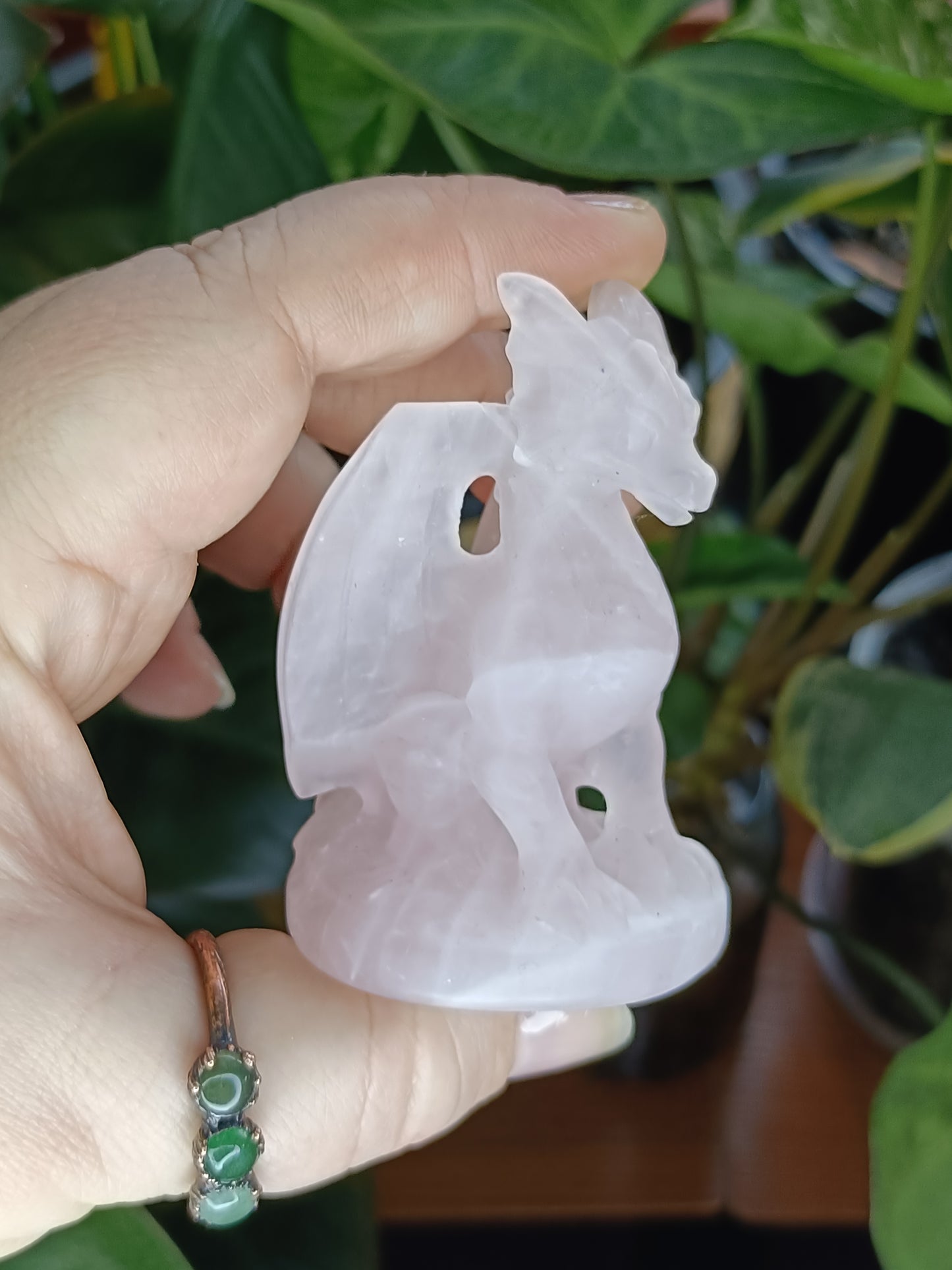 Rose Quartz Guardian Dragon Carving - 100g