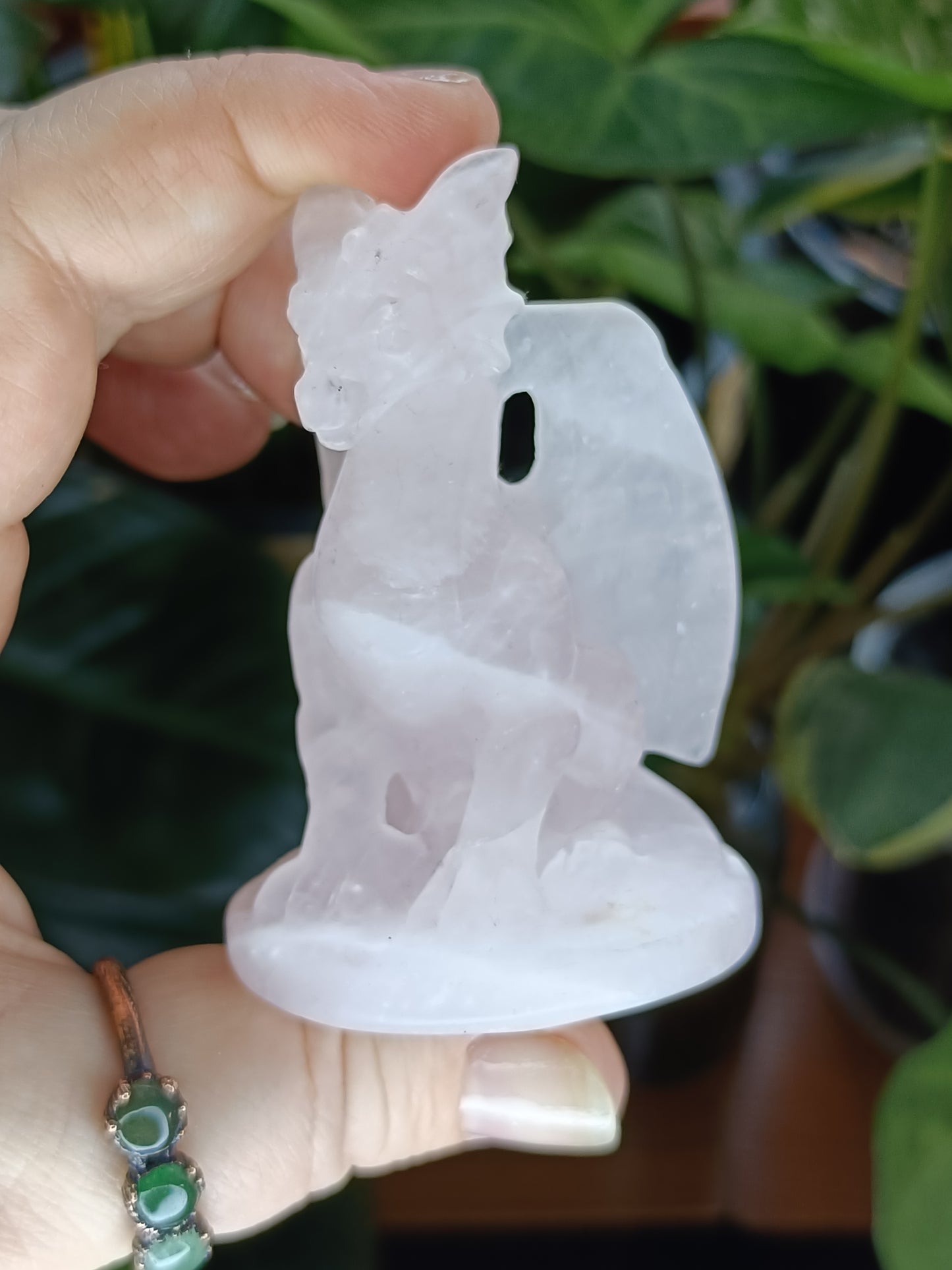 Rose Quartz Guardian Dragon Carving - 100g